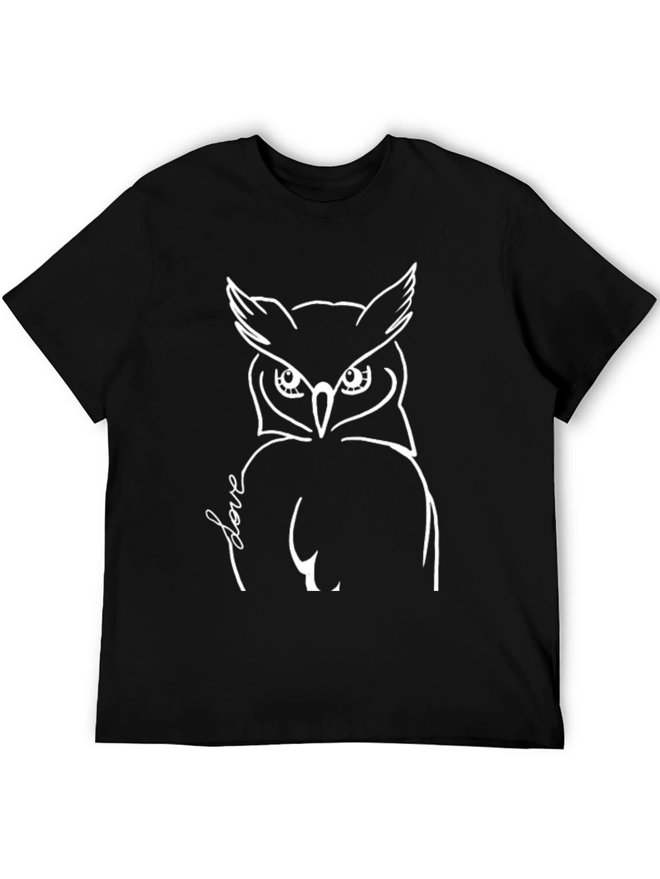 Owl Love Graphic T-Shirt - Black Crew Neck Tee