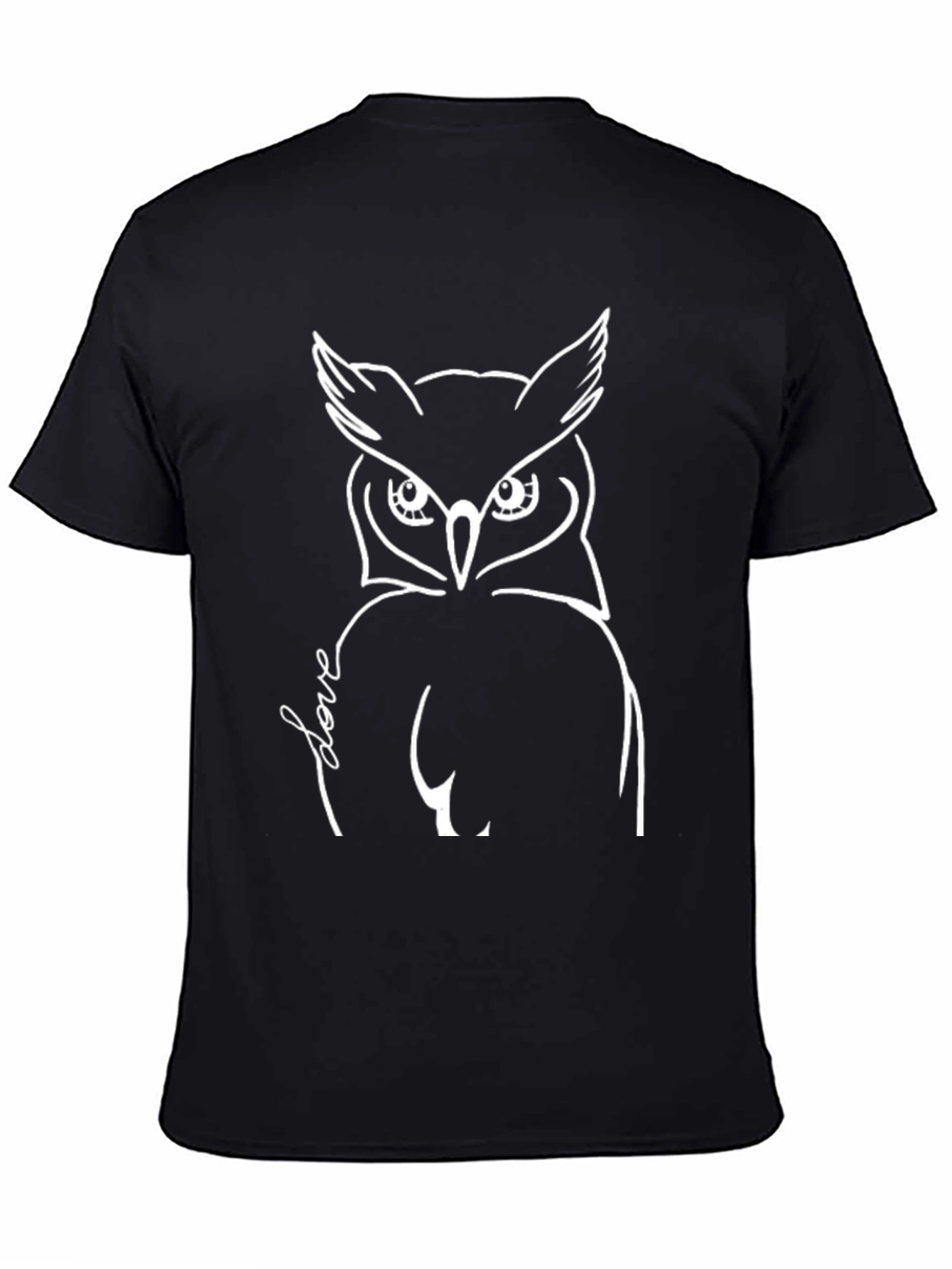 Owl Love Graphic T-Shirt - Black Crew Neck Tee