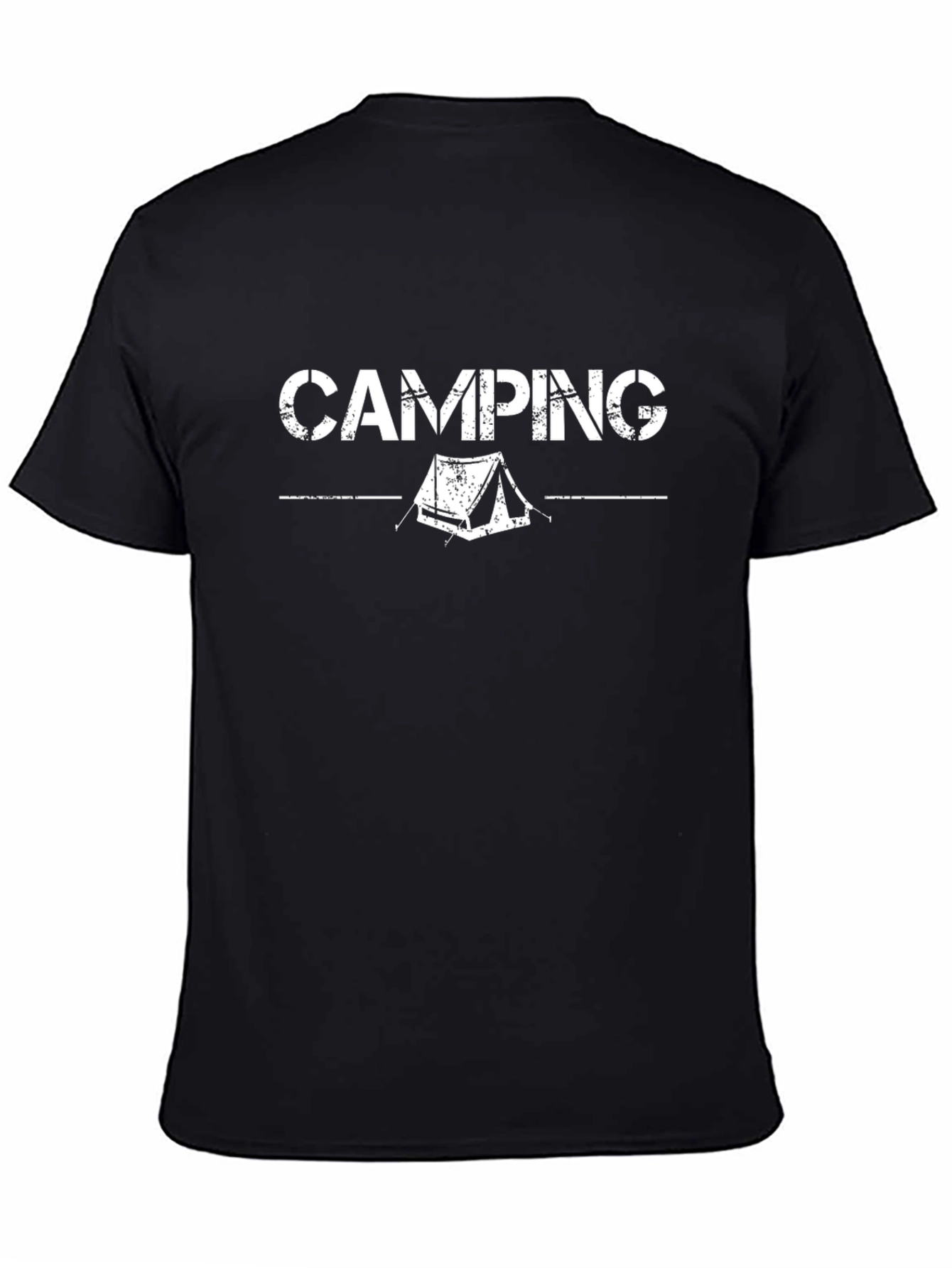 Camping Graphic Tee - Black Crew Neck T-Shirt