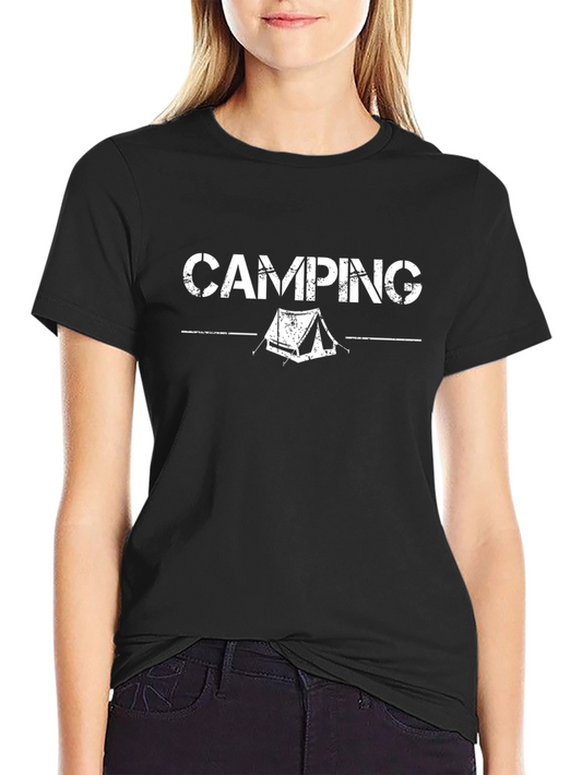 Camping Graphic Tee - Black Crew Neck T-Shirt