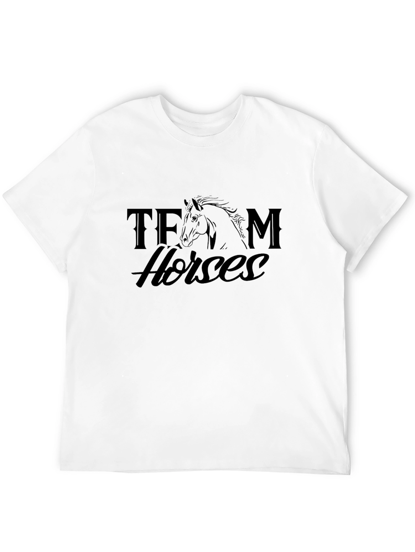 Team Horses Graphic Tee - Black Cotton T-Shirt