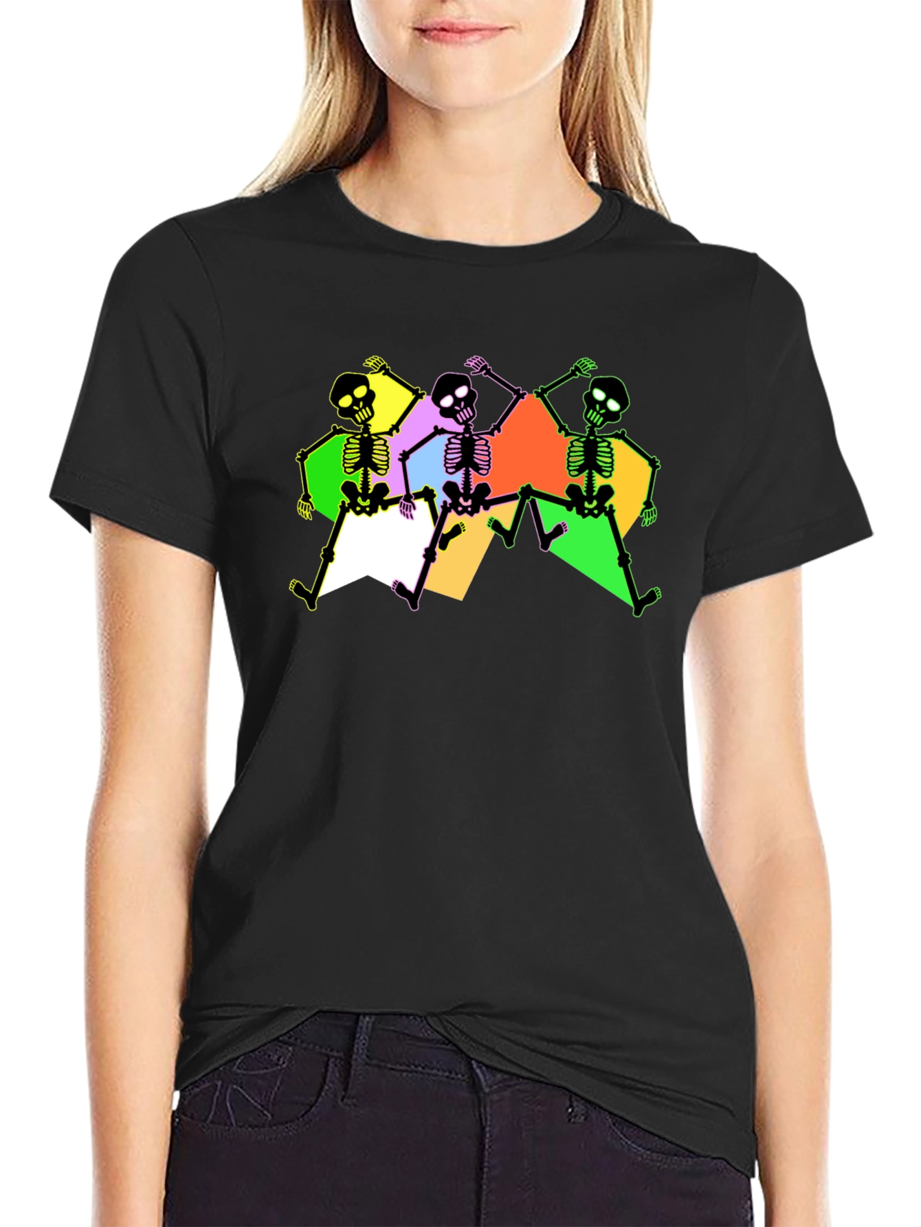 Skeleton Dance Graphic Tee - Trendy & Fun