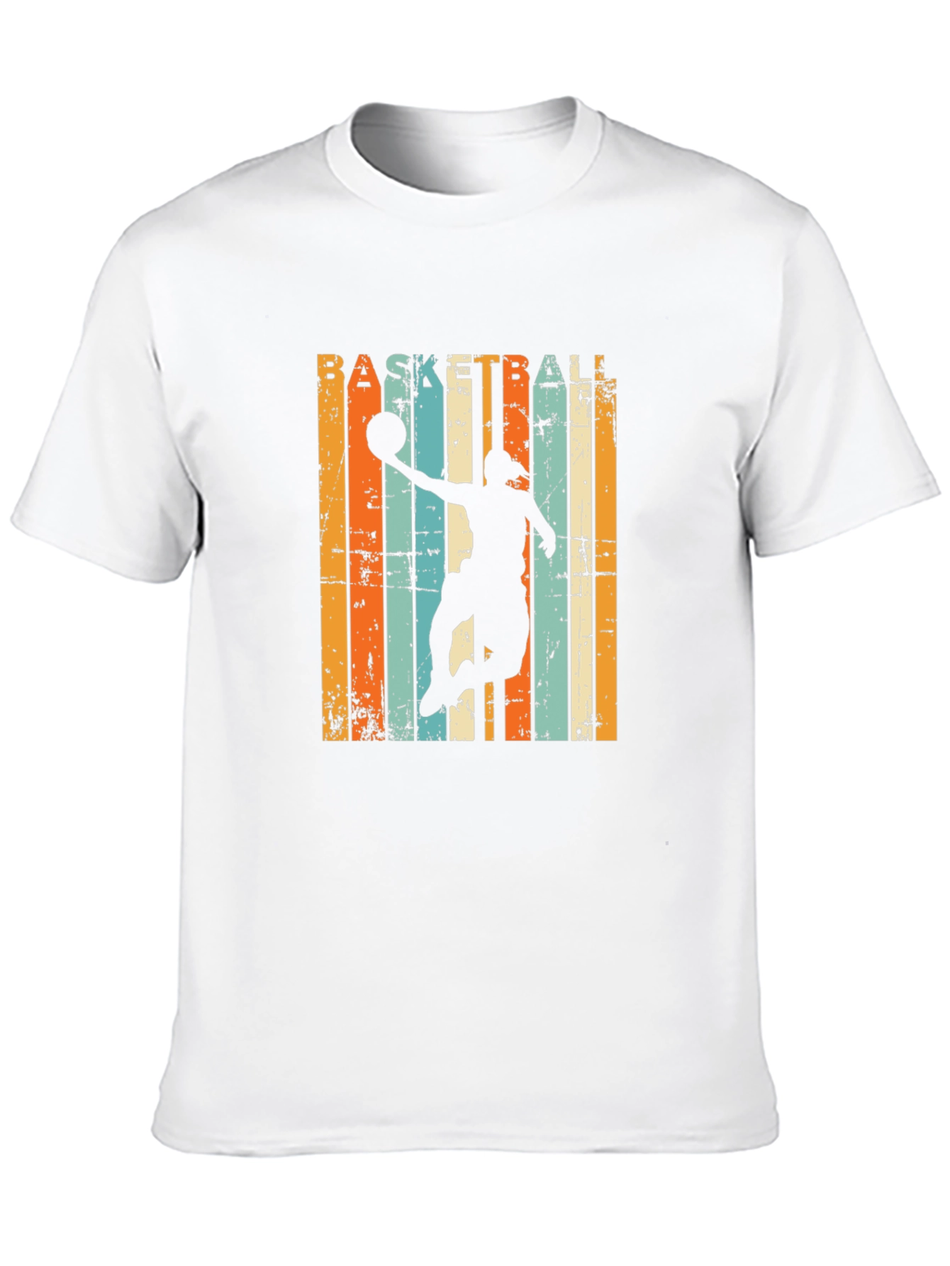 Basketball Silhouette Retro Striped Graphic Tee