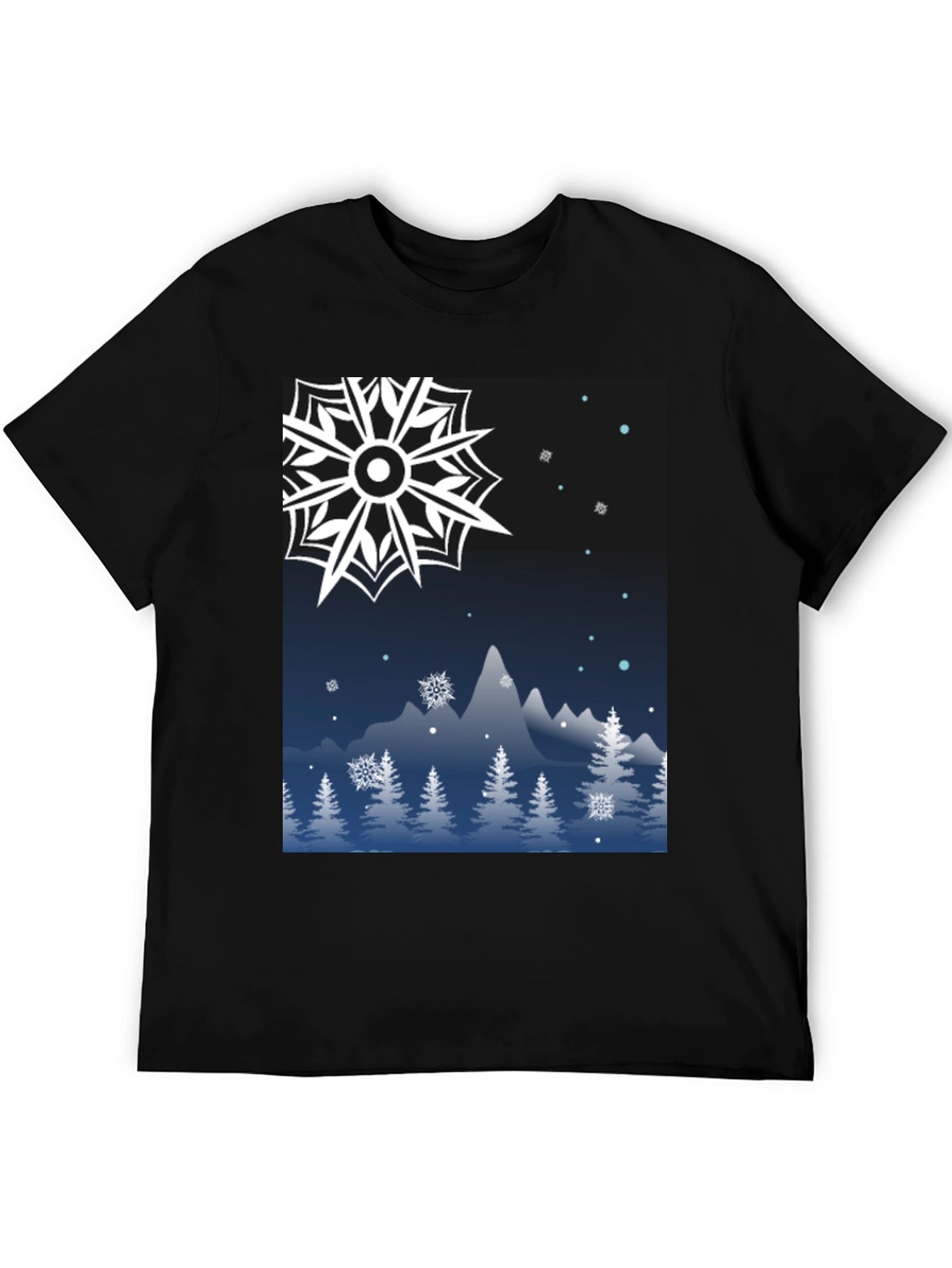 Winter Snowflake Graphic Tee - Mountain Scene