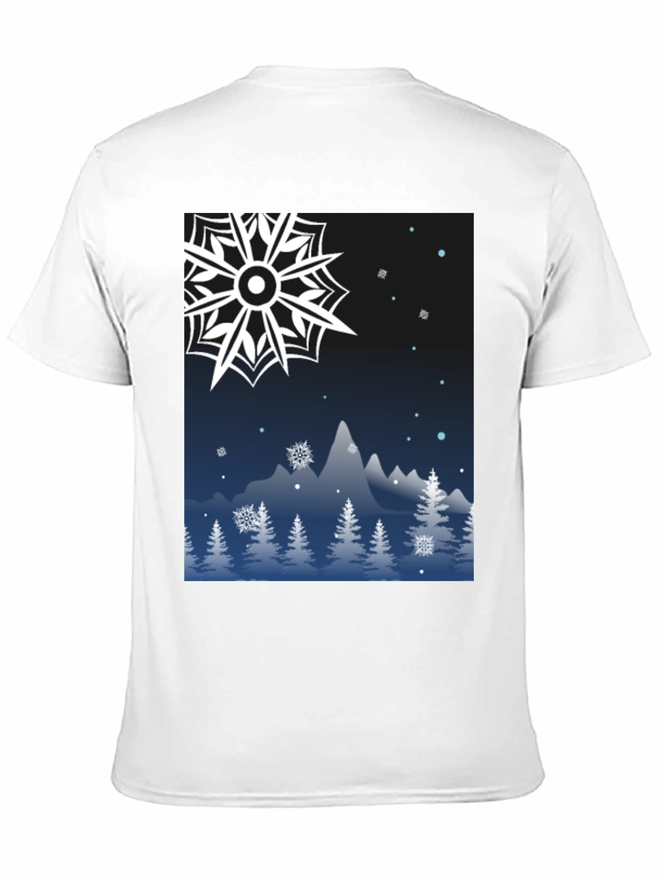 Winter Snowflake Graphic Tee - Mountain Scene