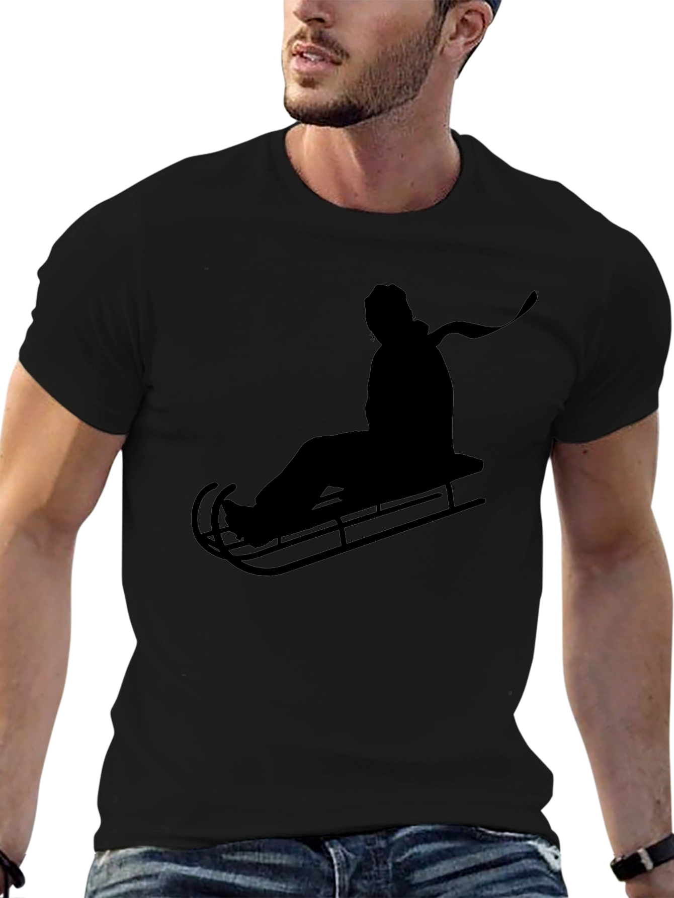 Sledding Silhouette Tee - Black Graphic T-Shirt