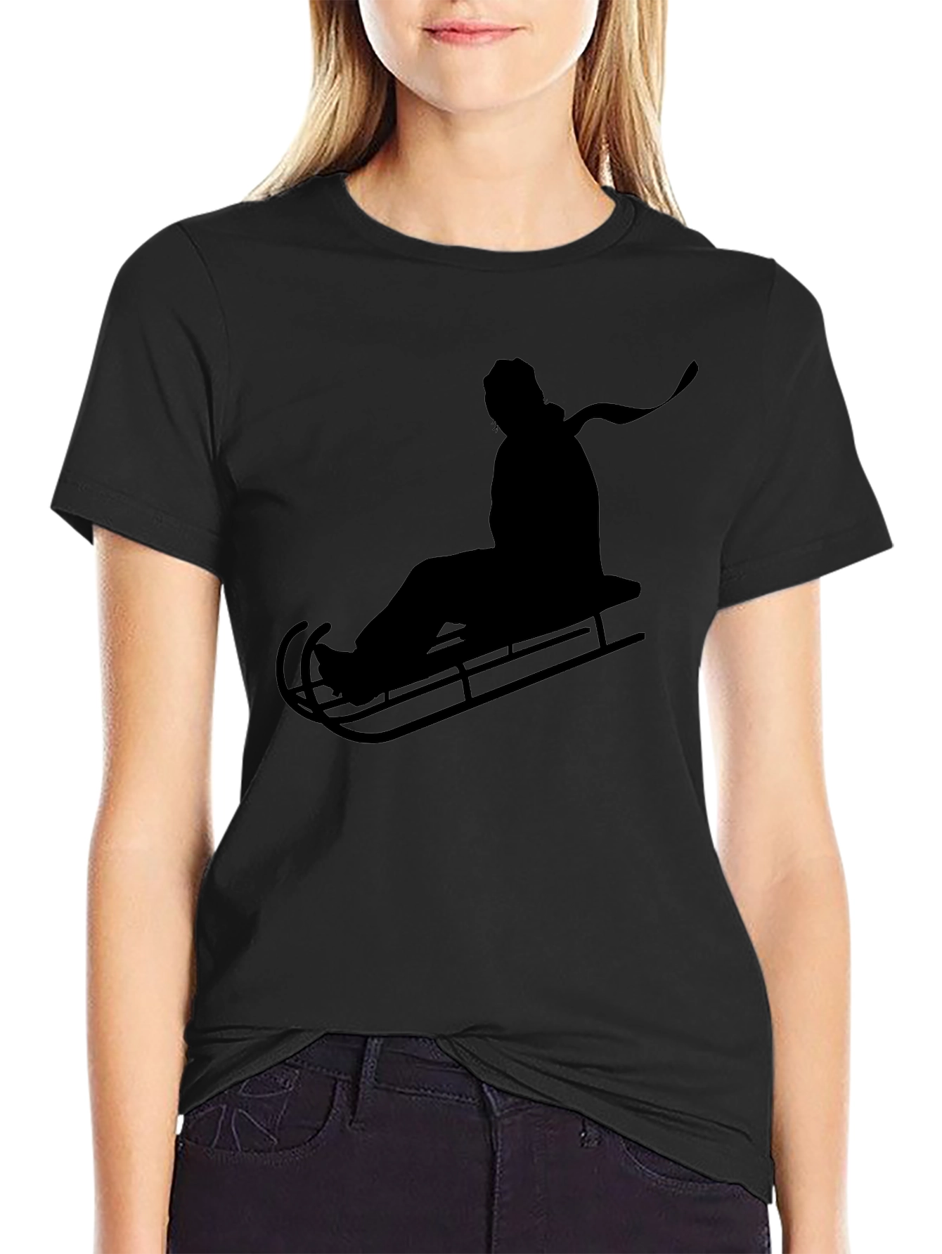 Sledding Silhouette Tee - Black Graphic T-Shirt