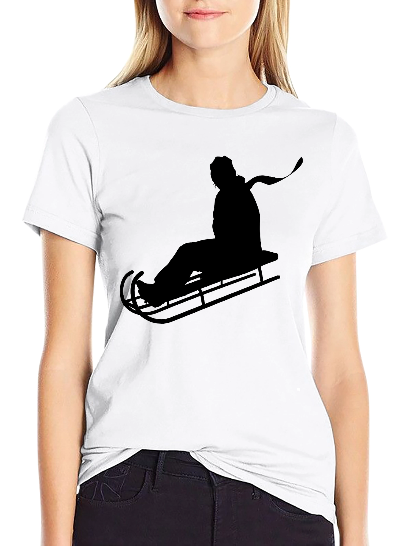 Sledding Silhouette Tee - Black Graphic T-Shirt