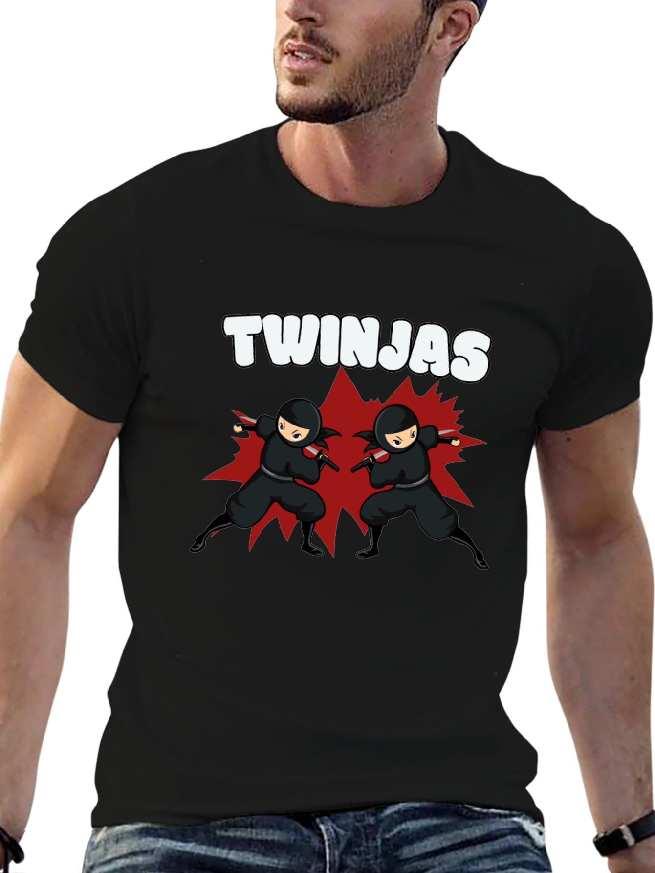 Twinjas Black Graphic Tee - Ninja Twins T-Shirt