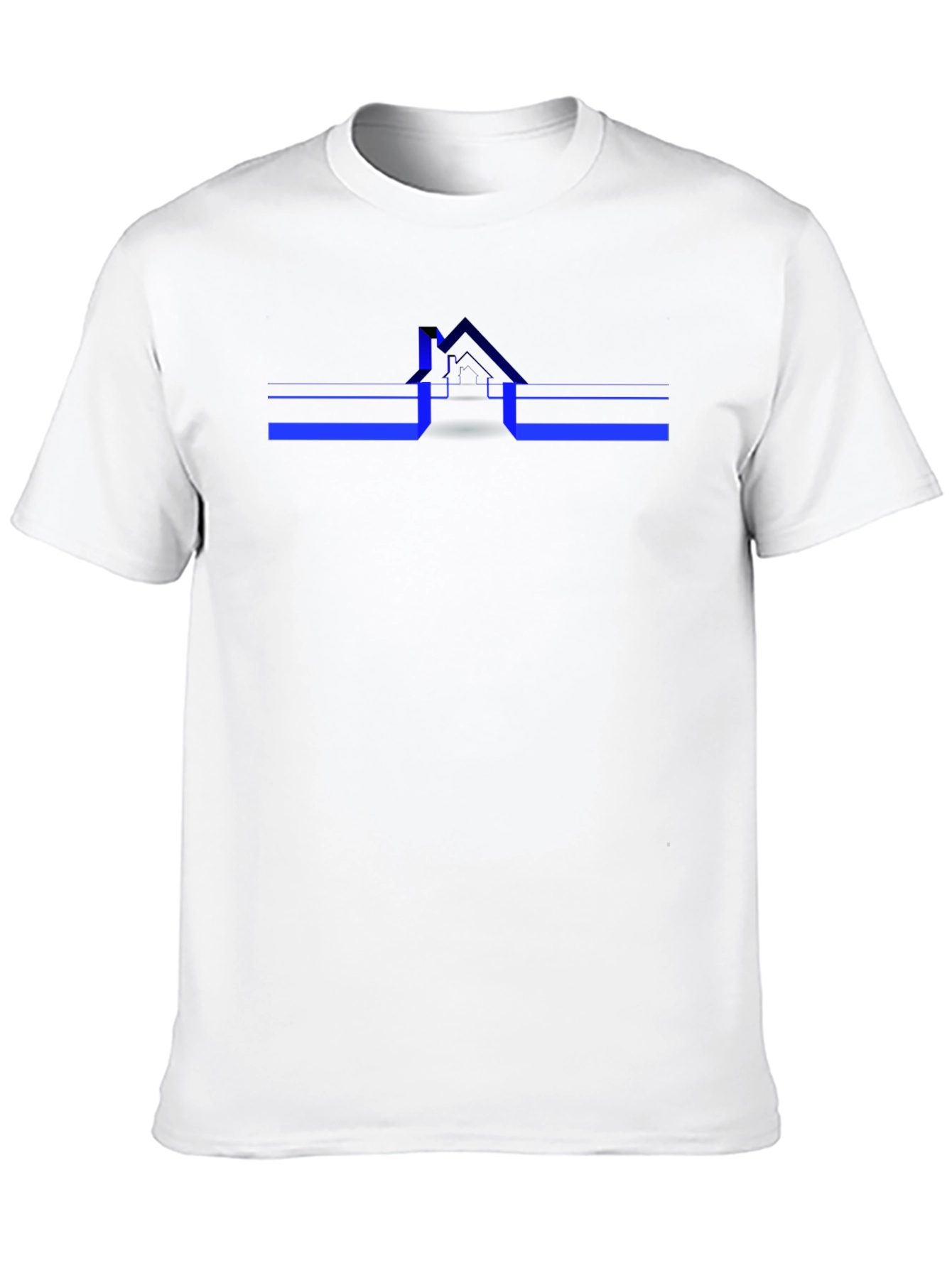 Modern Black Tee with Geometric House Design