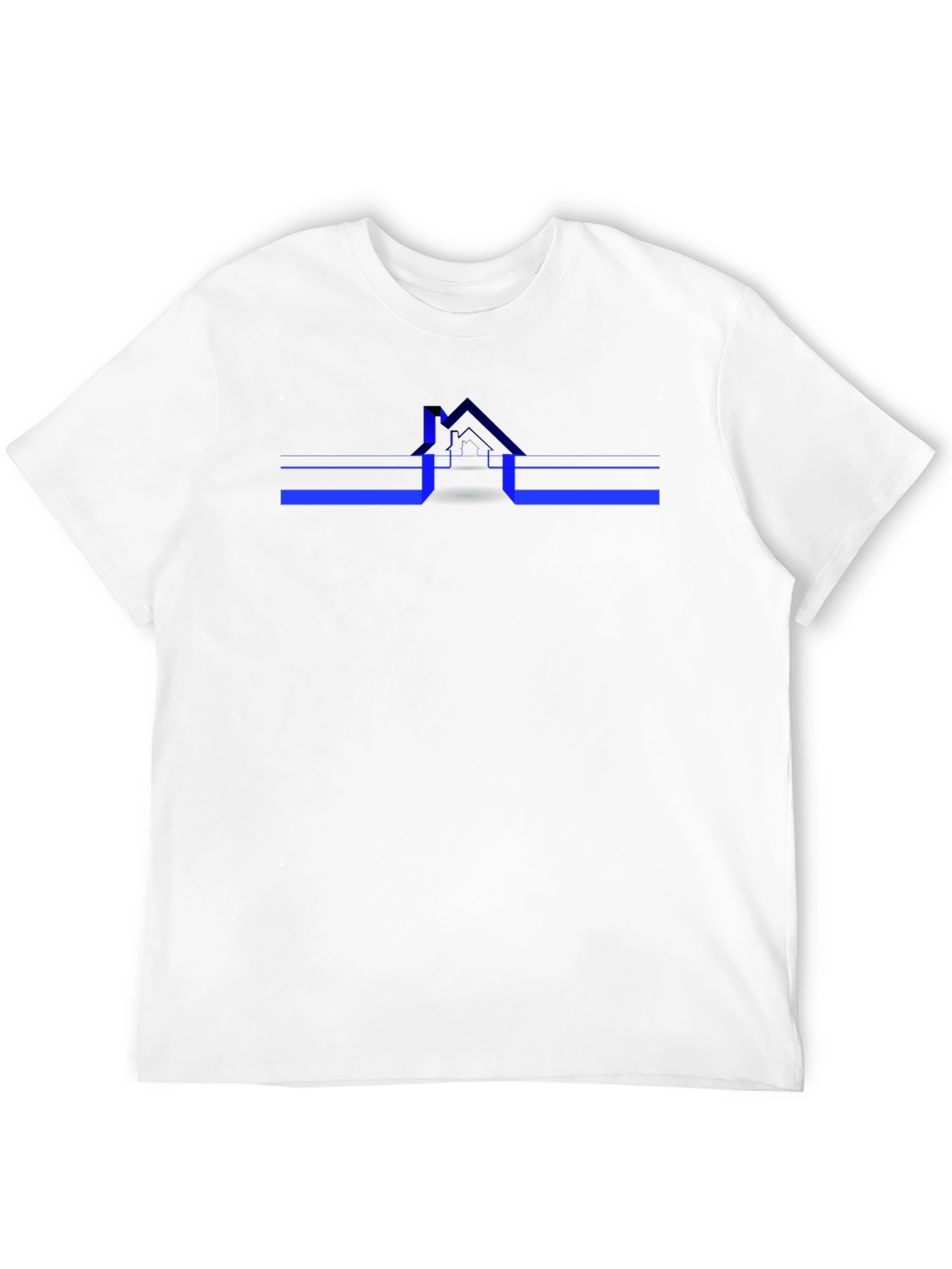 Modern Black Tee with Geometric House Design