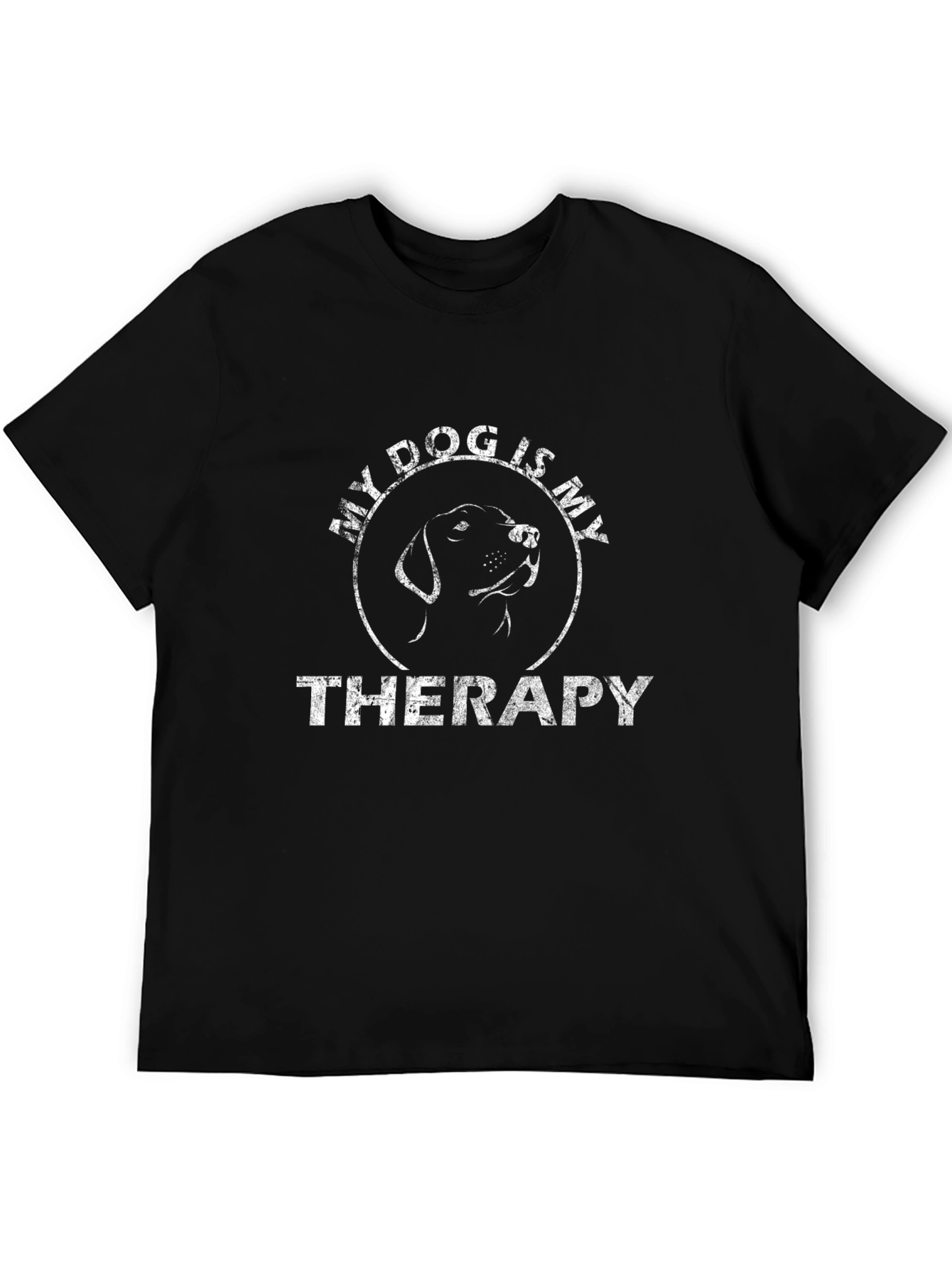 My Dog Is My Therapy Graphic T-Shirt - Black