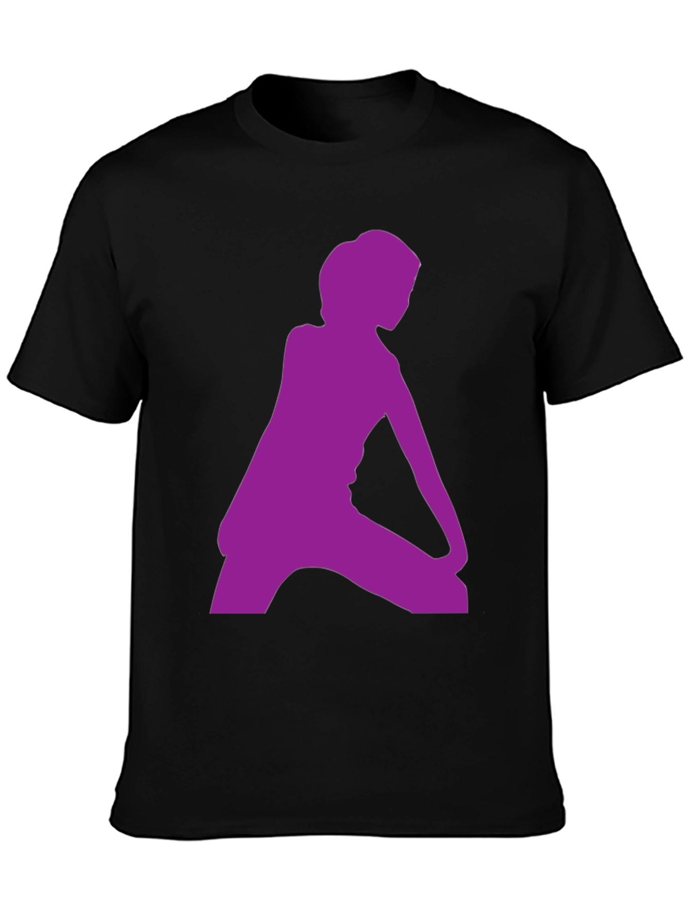 Black T-Shirt with Purple Silhouette Graphic