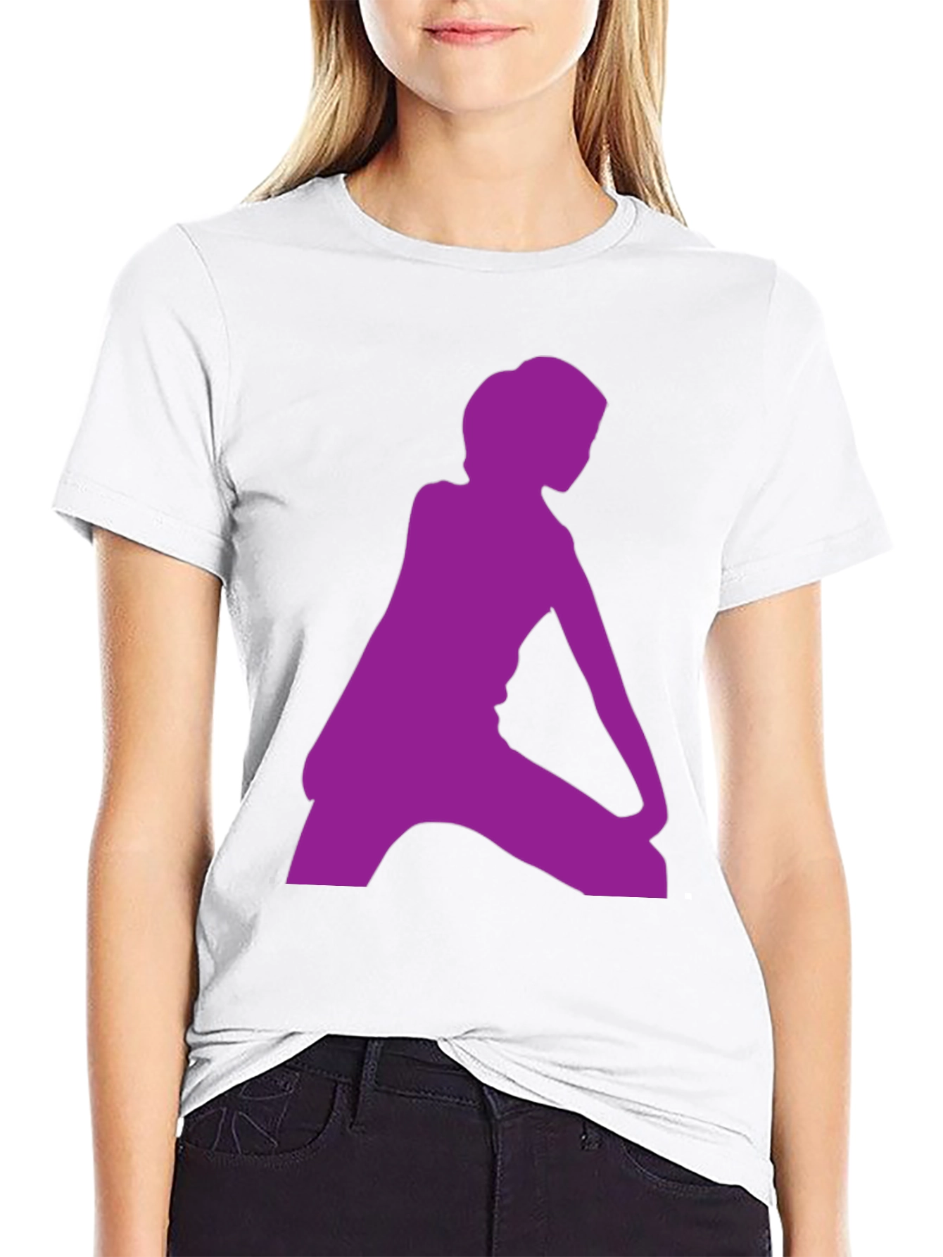 Black T-Shirt with Purple Silhouette Graphic