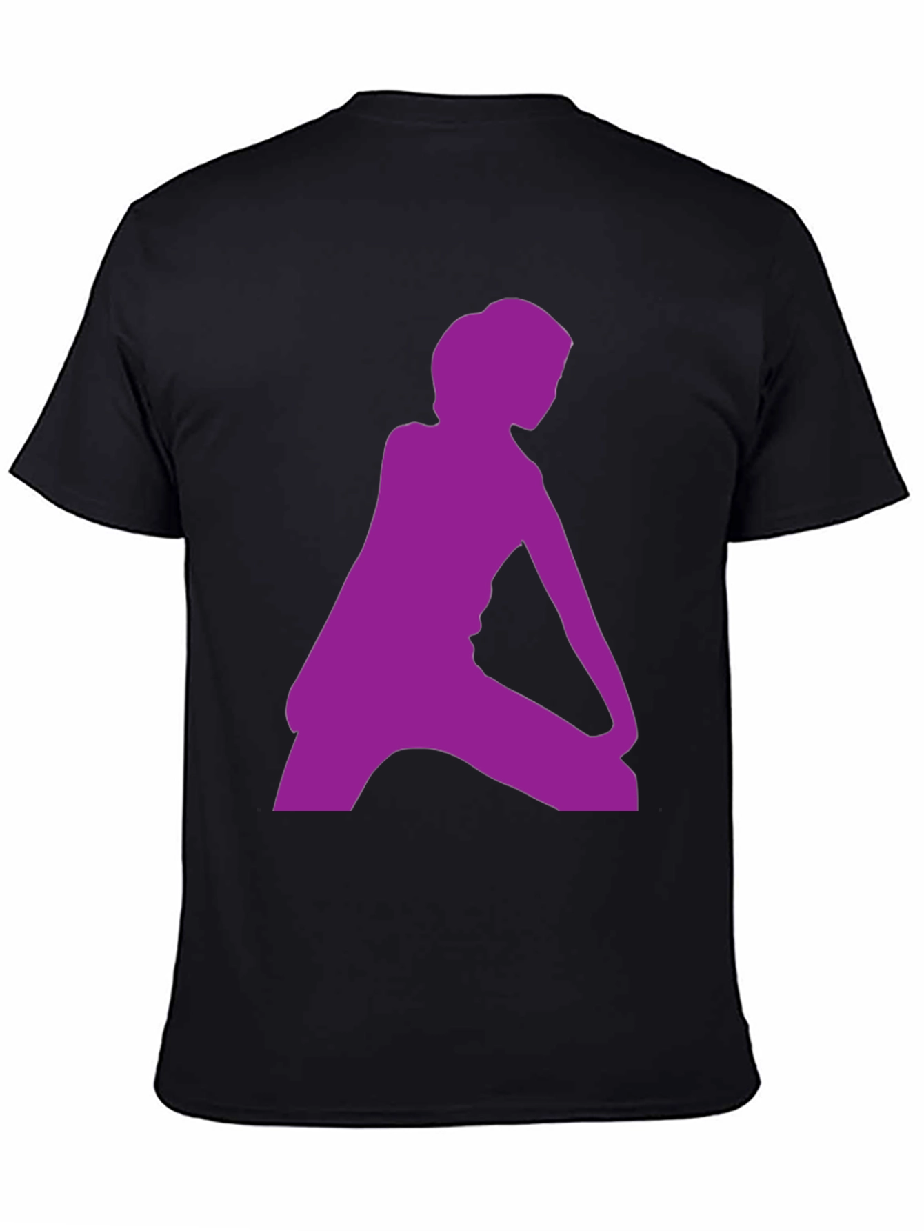 Black T-Shirt with Purple Silhouette Graphic