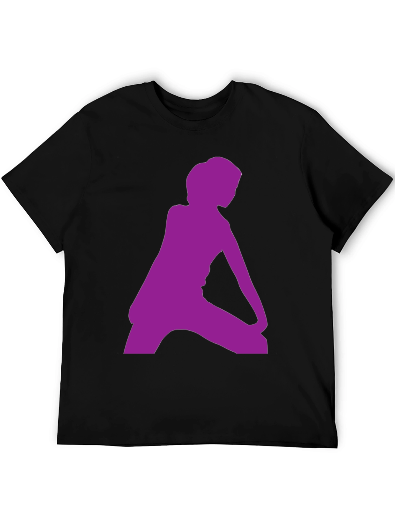 Black T-Shirt with Purple Silhouette Graphic