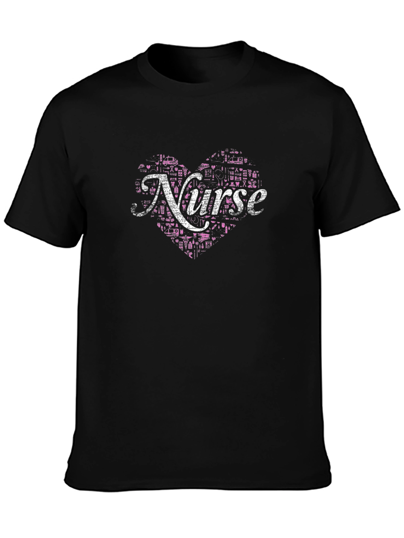 Nurse Heart Graphic T-Shirt - Black