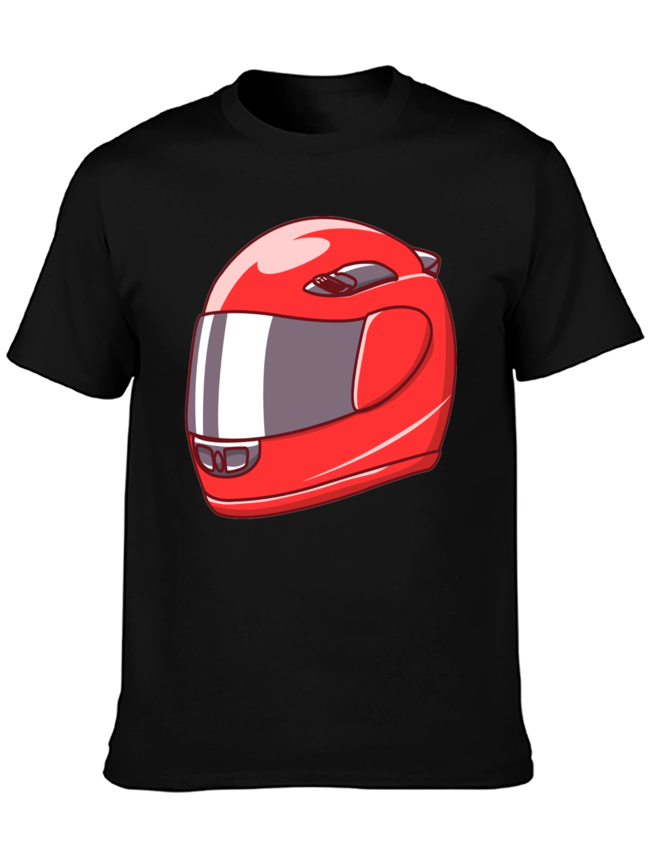 Cool Red Racing Helmet Graphic Black T-Shirt