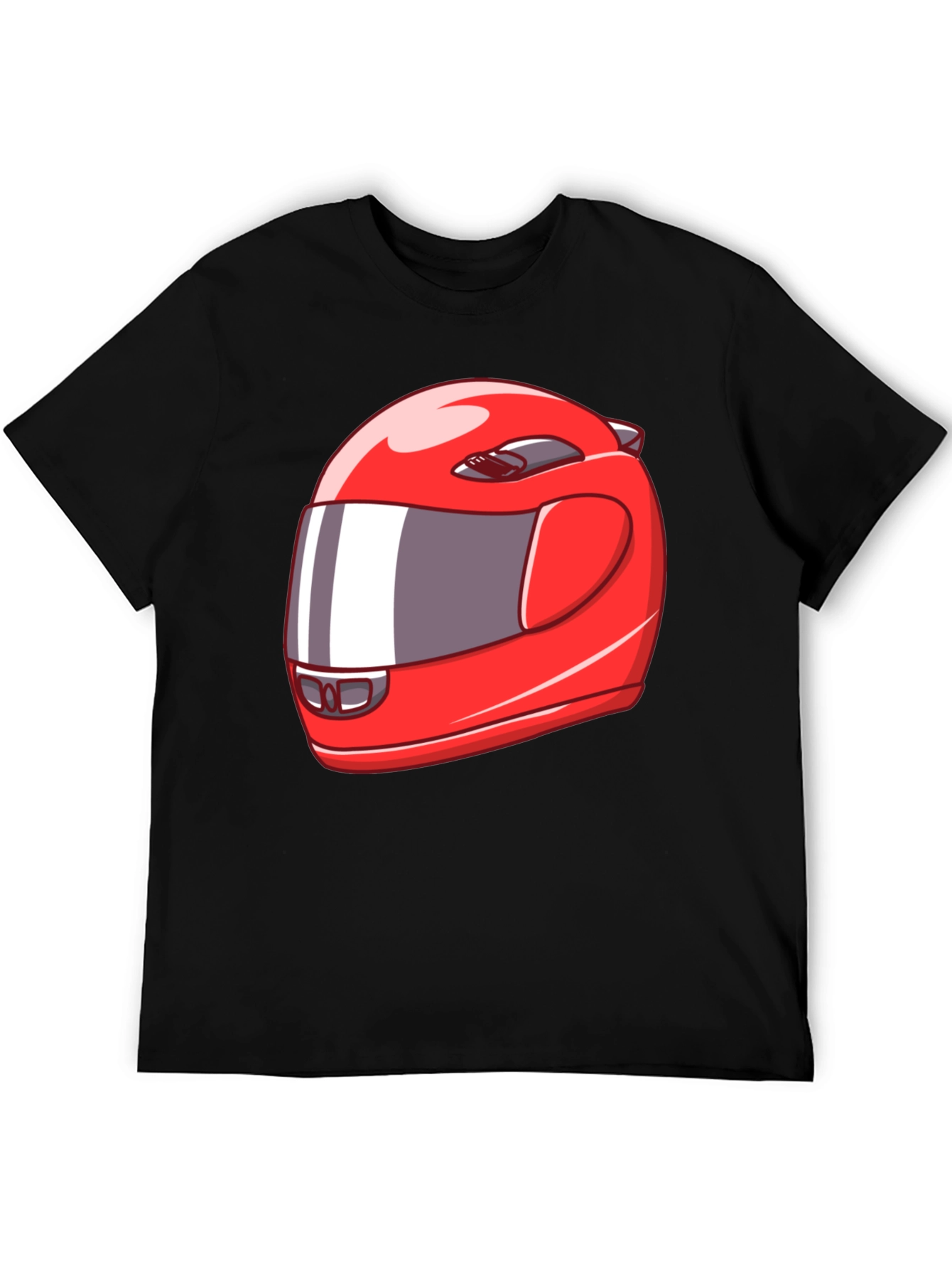 Cool Red Racing Helmet Graphic Black T-Shirt