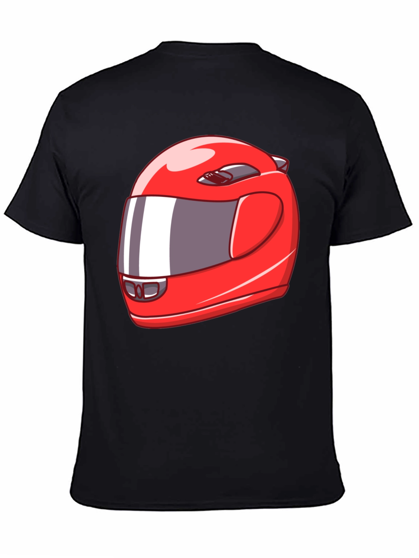 Cool Red Racing Helmet Graphic Black T-Shirt