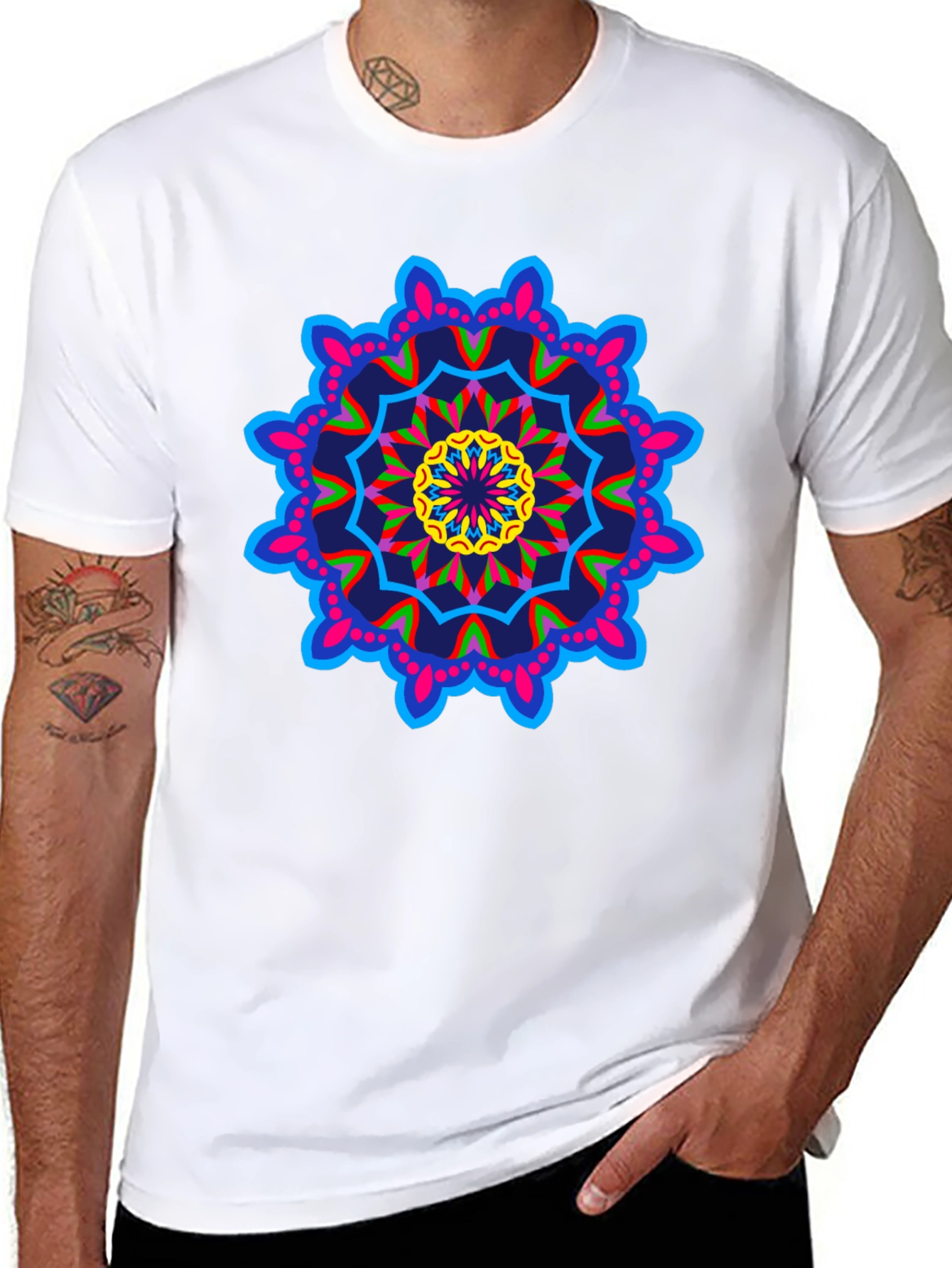 Vibrant Mandala Graphic Black T-Shirt