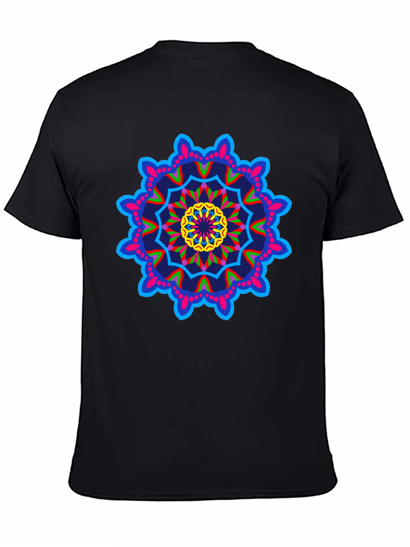 Vibrant Mandala Graphic Black T-Shirt