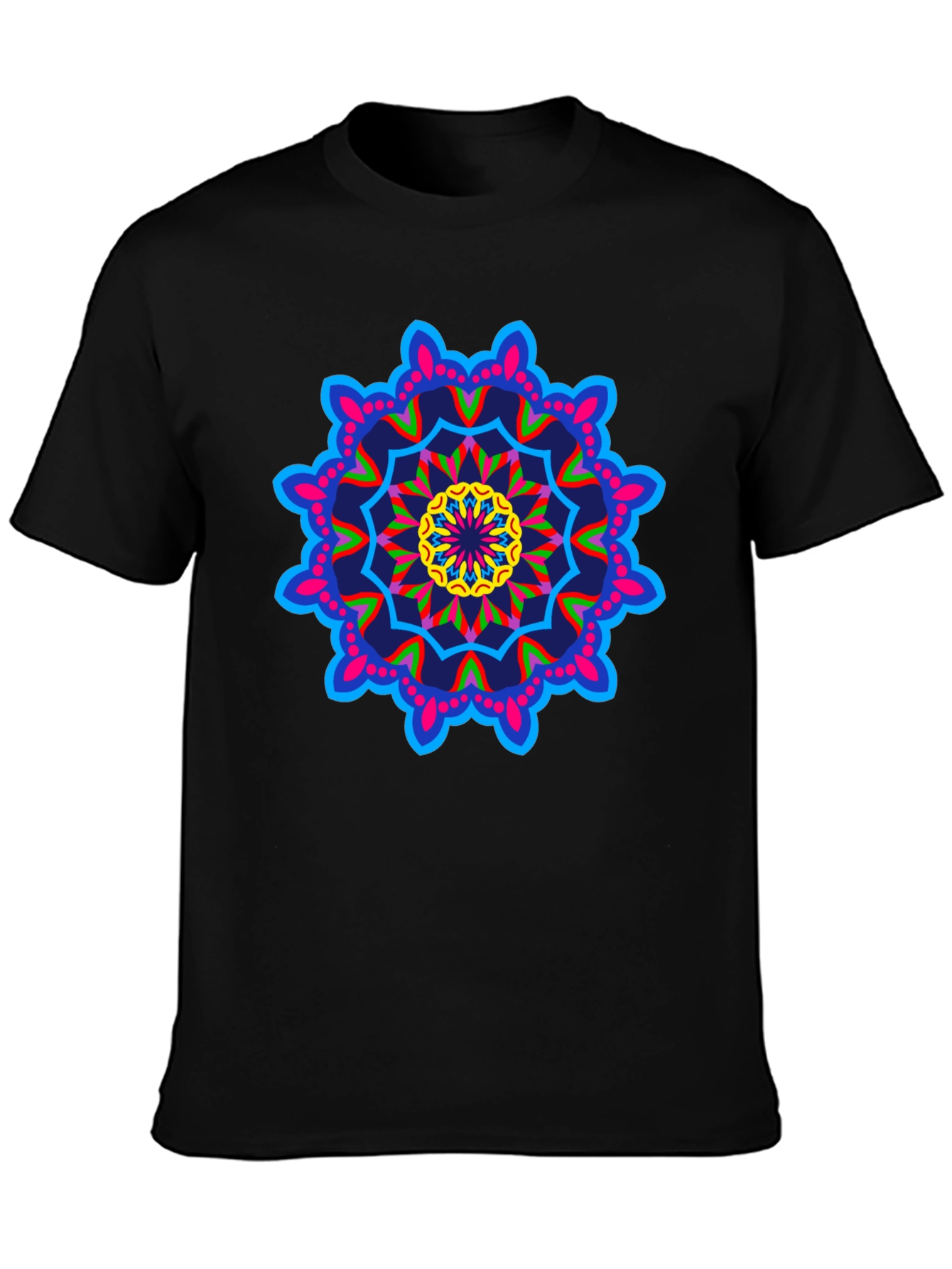 Vibrant Mandala Graphic Black T-Shirt