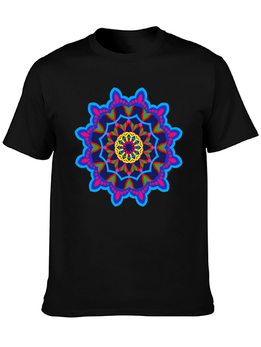 Vibrant Mandala Graphic Black T-Shirt