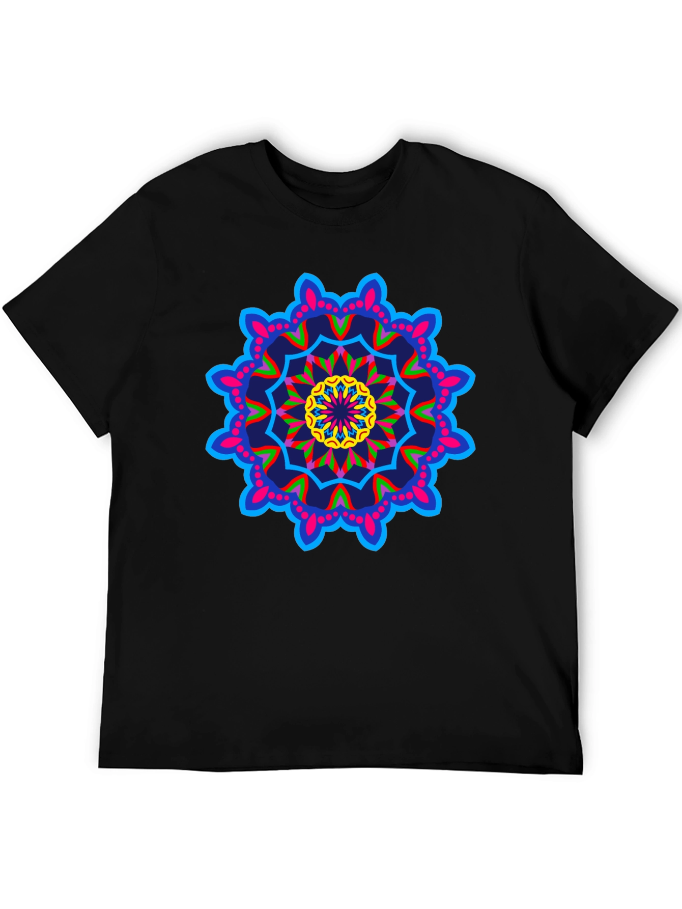Vibrant Mandala Graphic Black T-Shirt