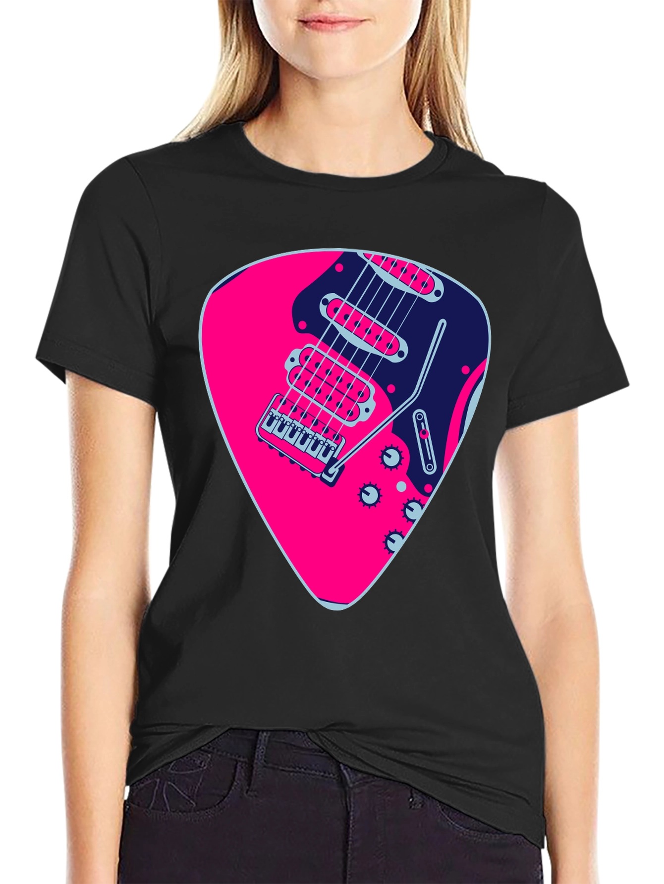 Guitar Pick Graphic Black T-Shirt