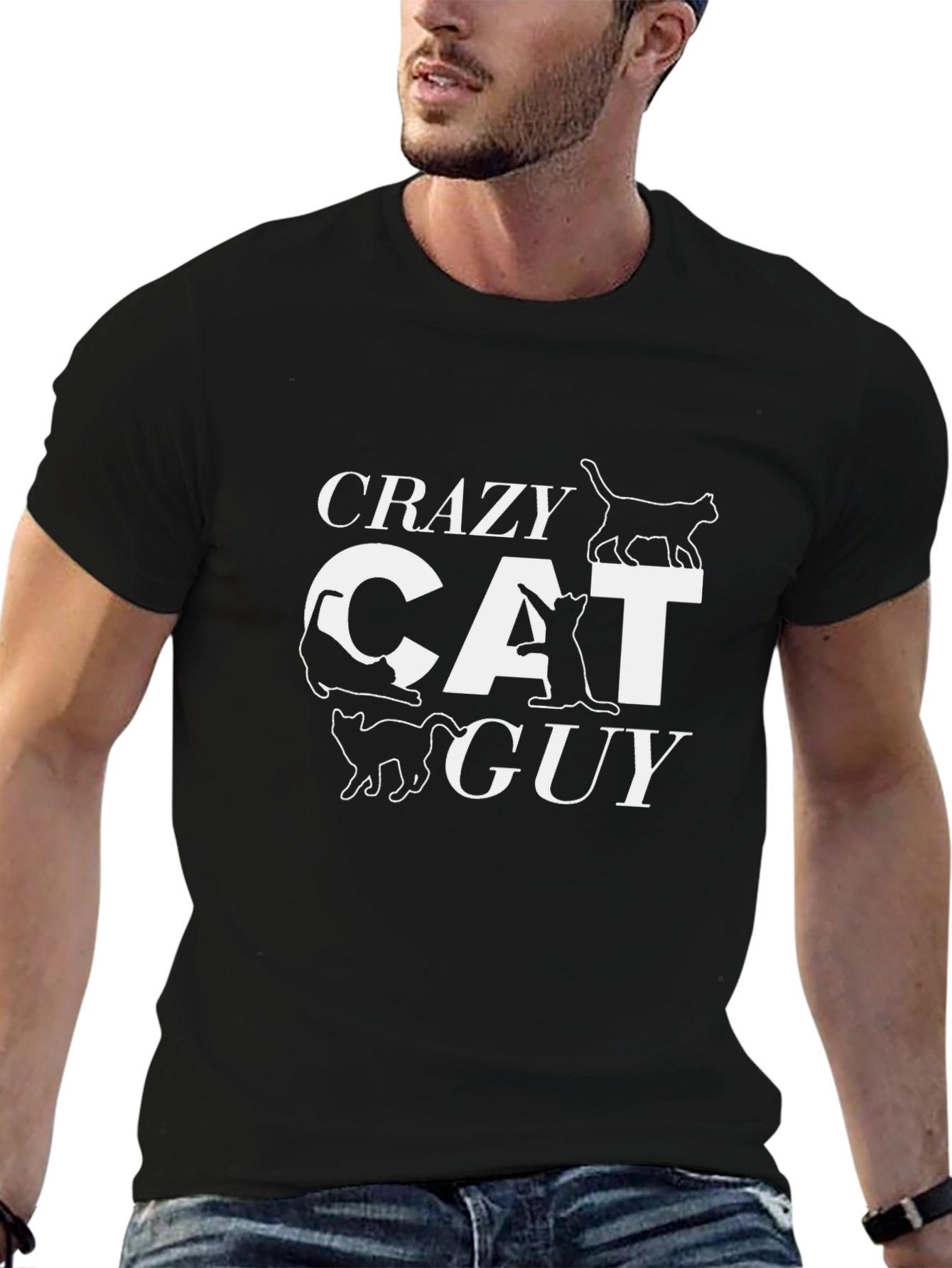Crazy Cat Guy T-Shirt - Funny Novelty Tee