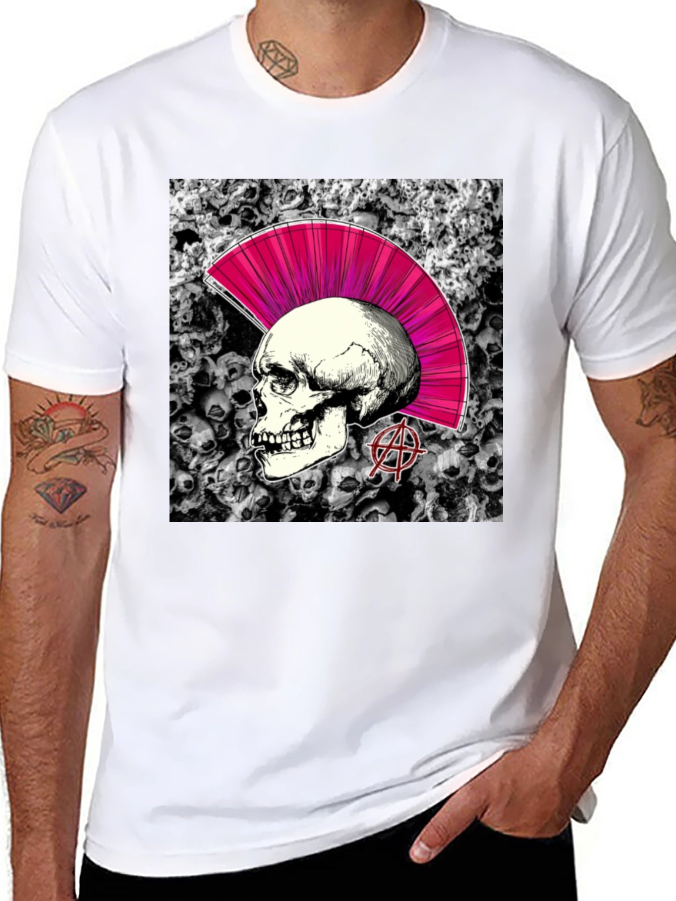 Skull Punk Graphic T-Shirt - Black