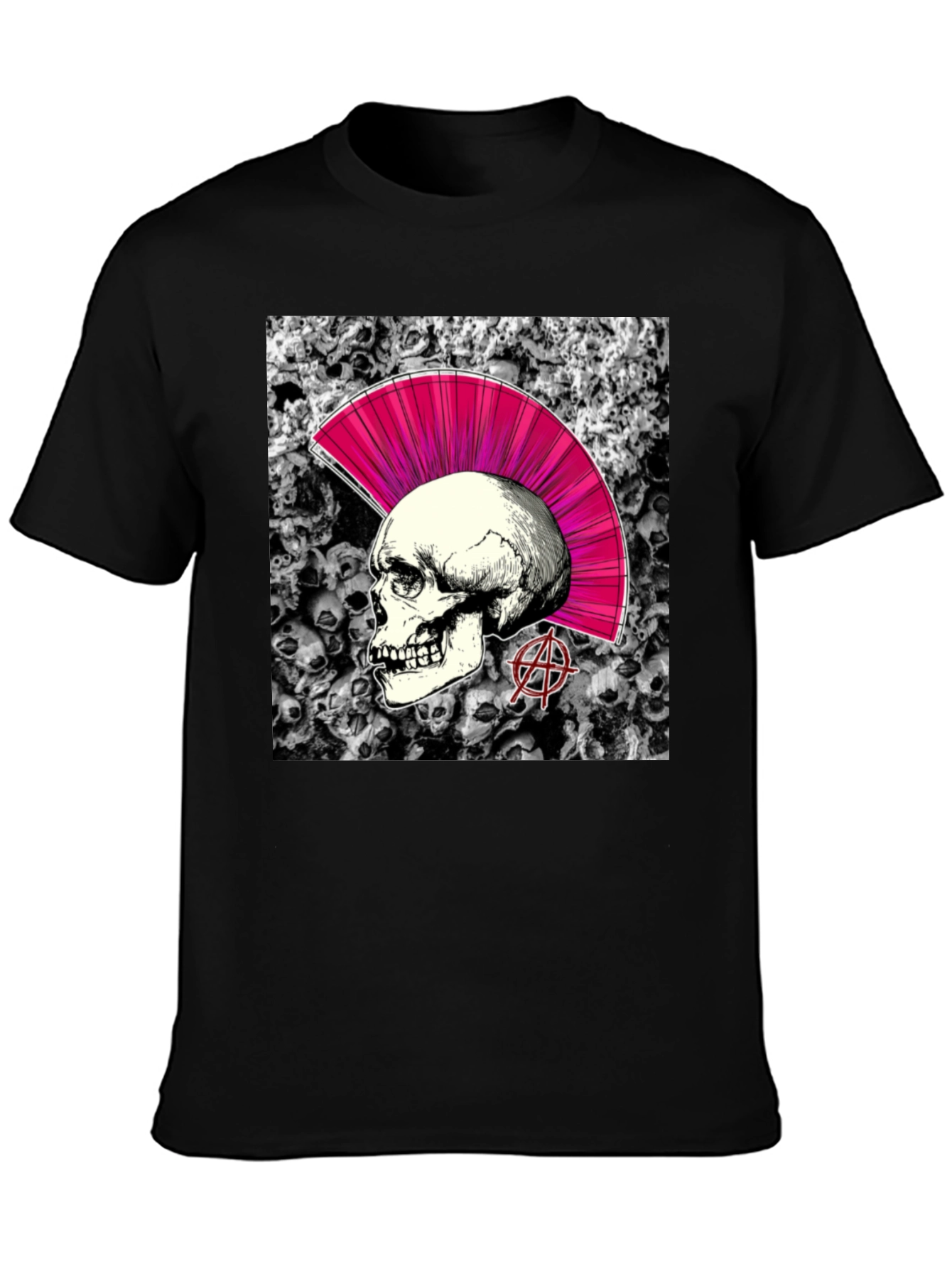 Skull Punk Graphic T-Shirt - Black