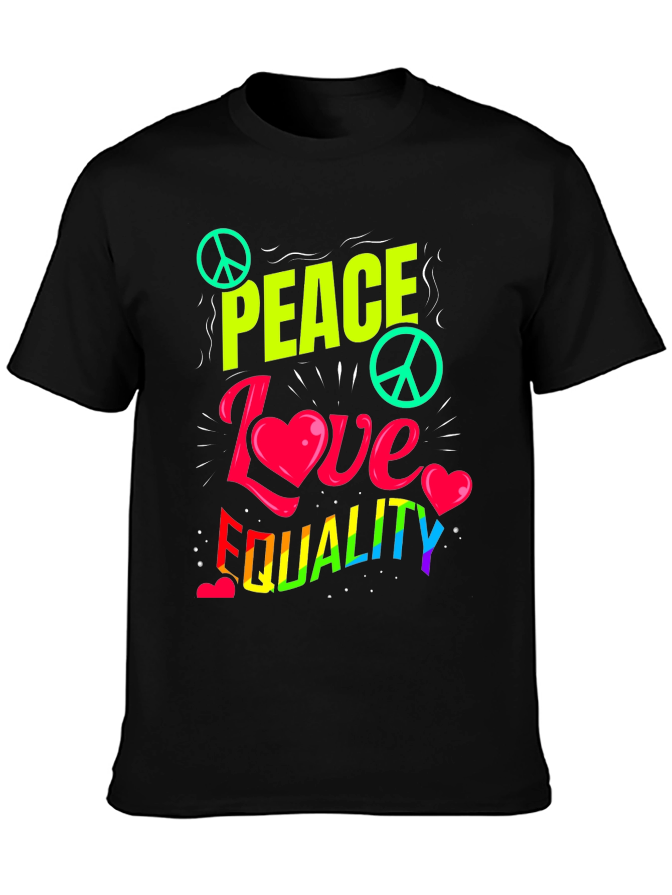 Peace Love Equality Graphic Tee - Rainbow Pride Shirt