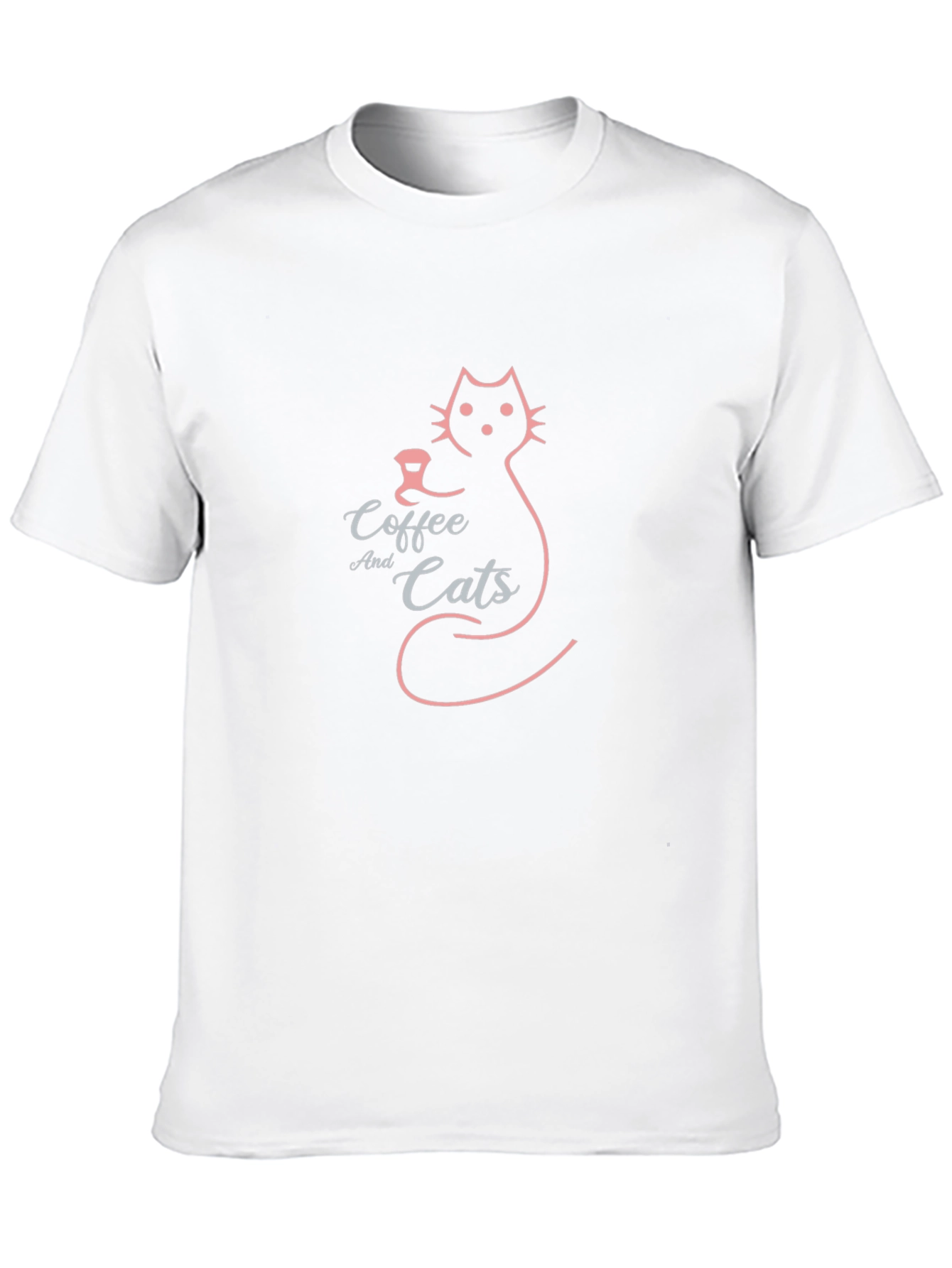 Coffee and Cats Graphic Tee - Black Cotton Blend
