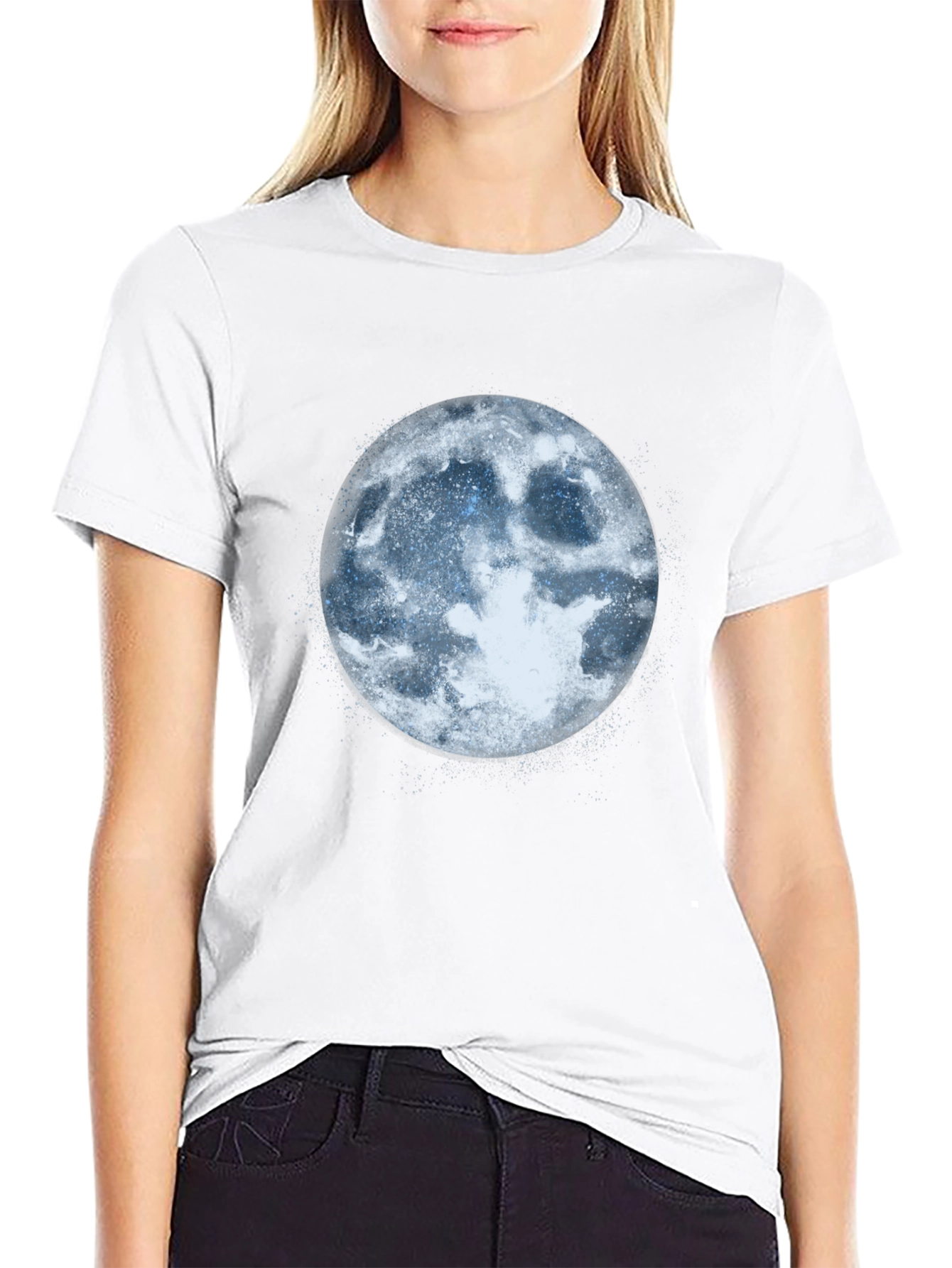 Mens Black T-Shirt with Moon Graphic