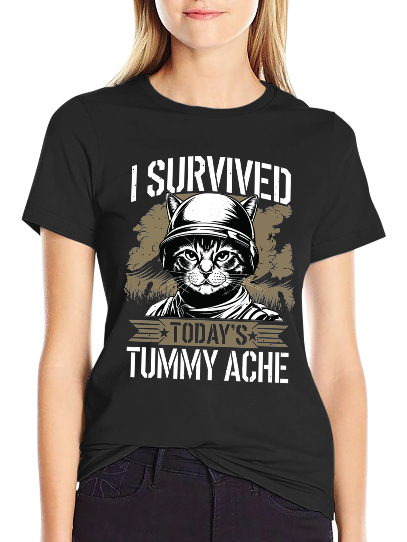 I Survived Tummy Ache Cat T-Shirt