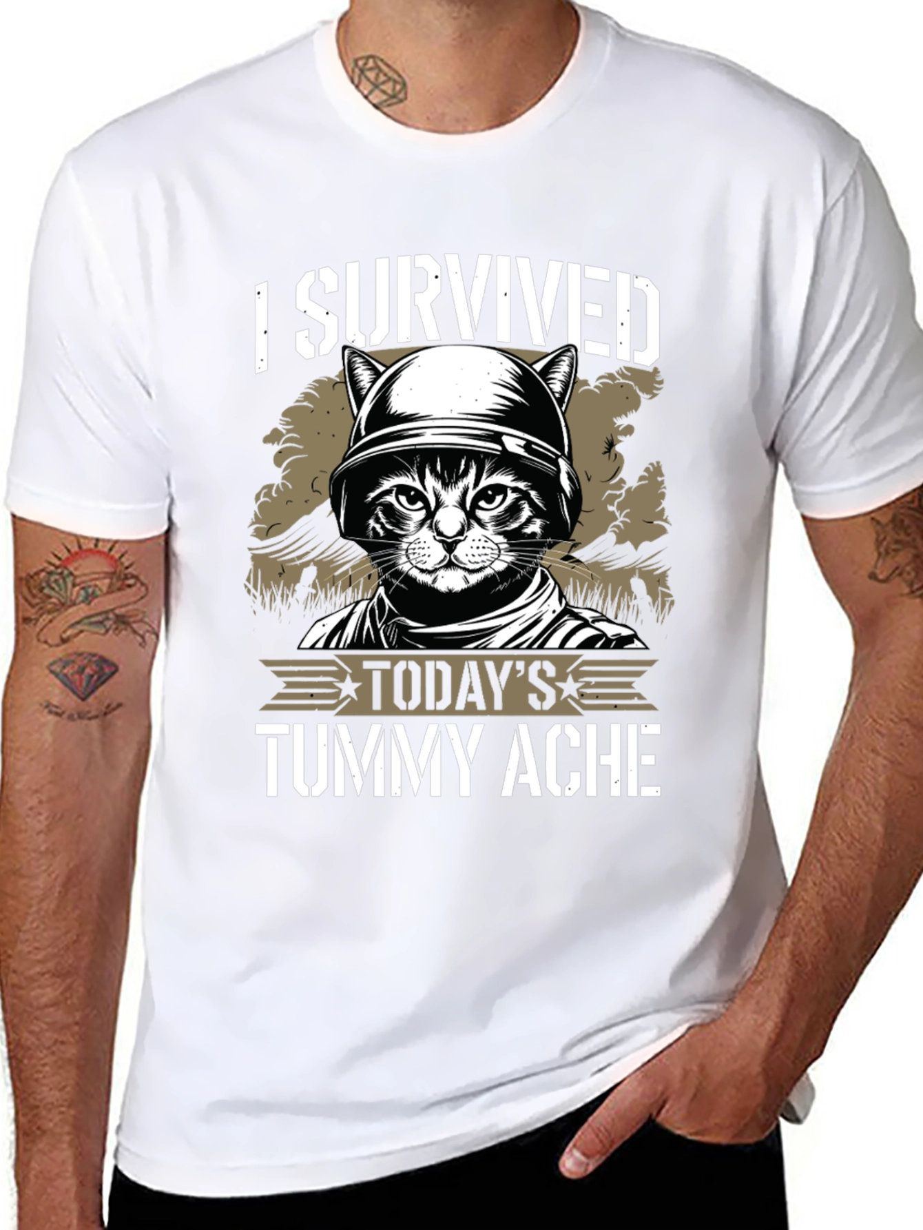 I Survived Tummy Ache Cat T-Shirt