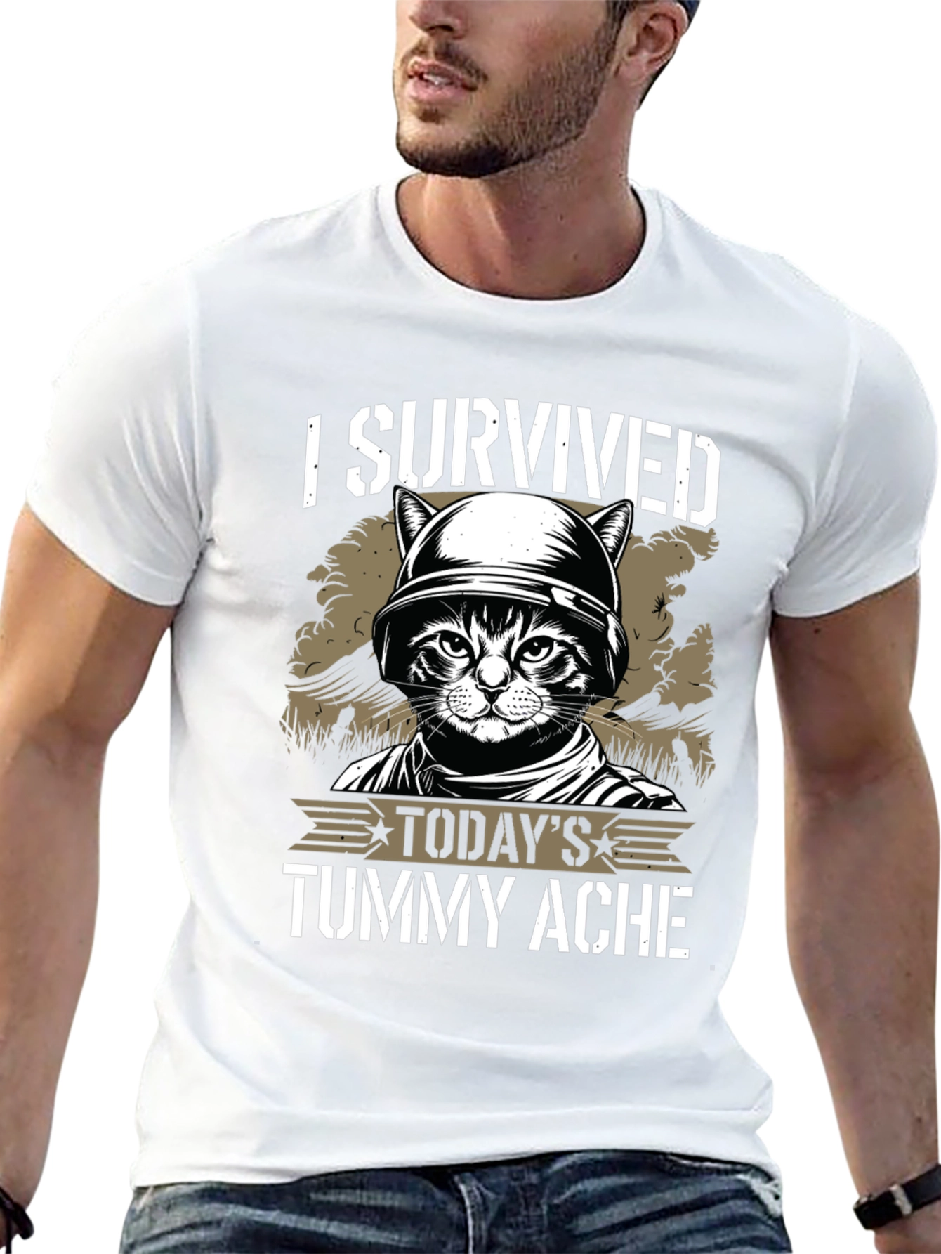 I Survived Tummy Ache Cat T-Shirt