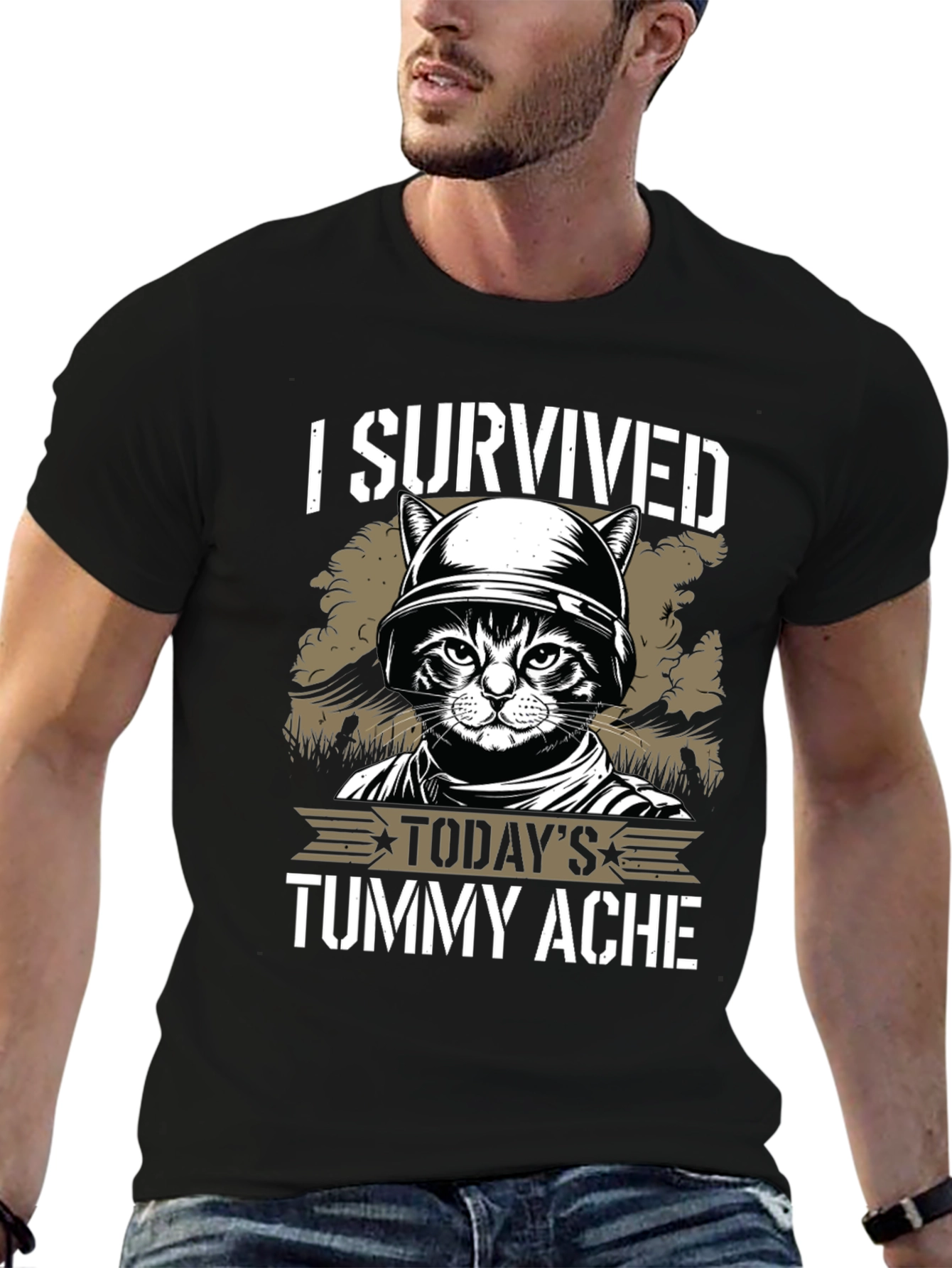 I Survived Tummy Ache Cat T-Shirt