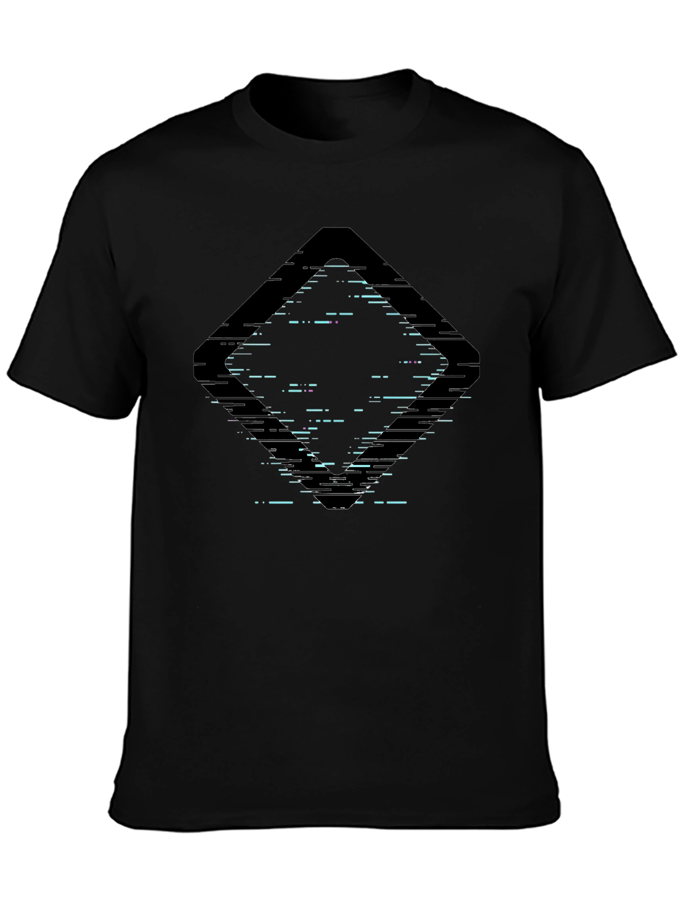 Abstract Glitch Diamond Black Graphic Tee