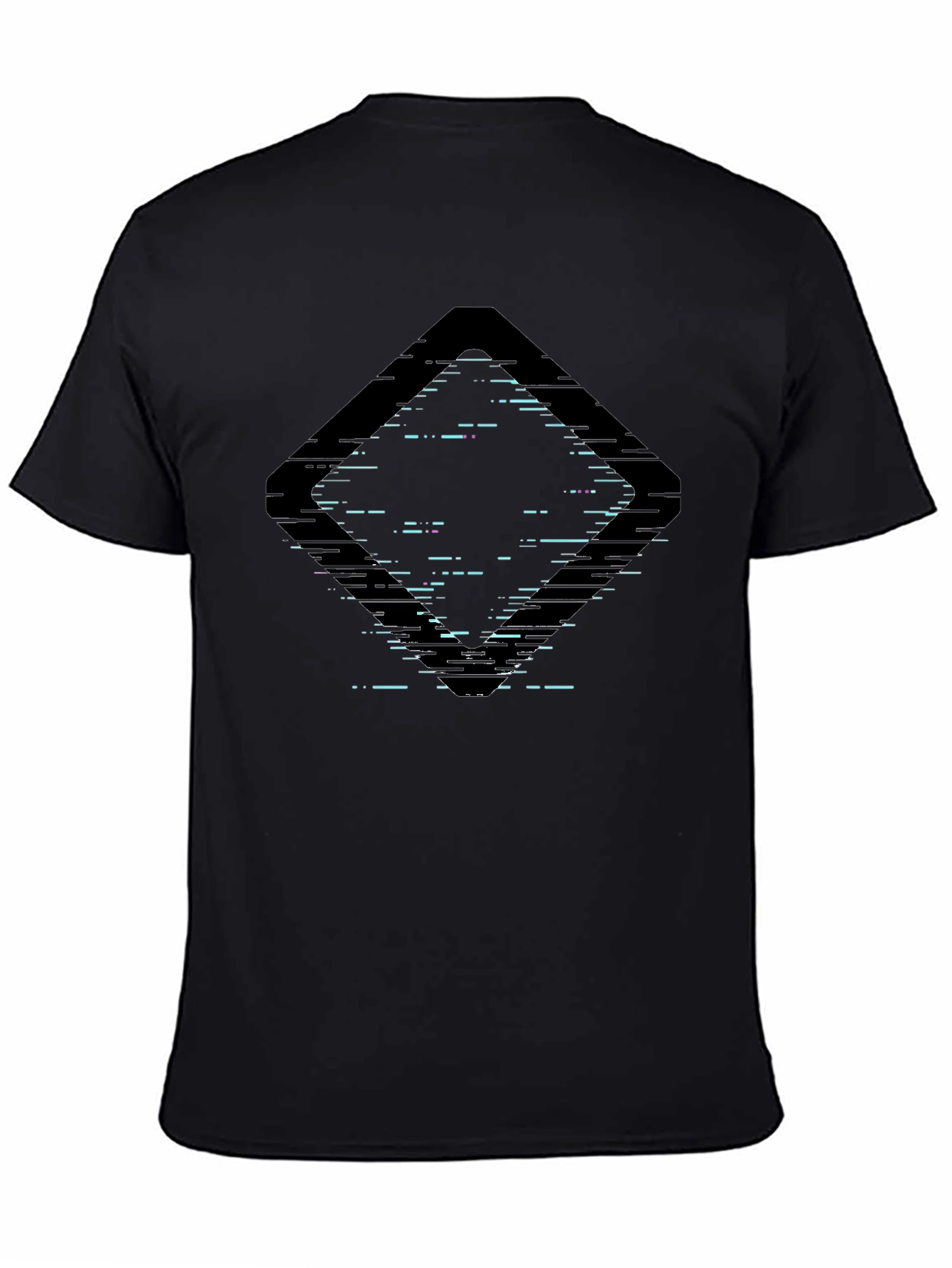 Abstract Glitch Diamond Black Graphic Tee