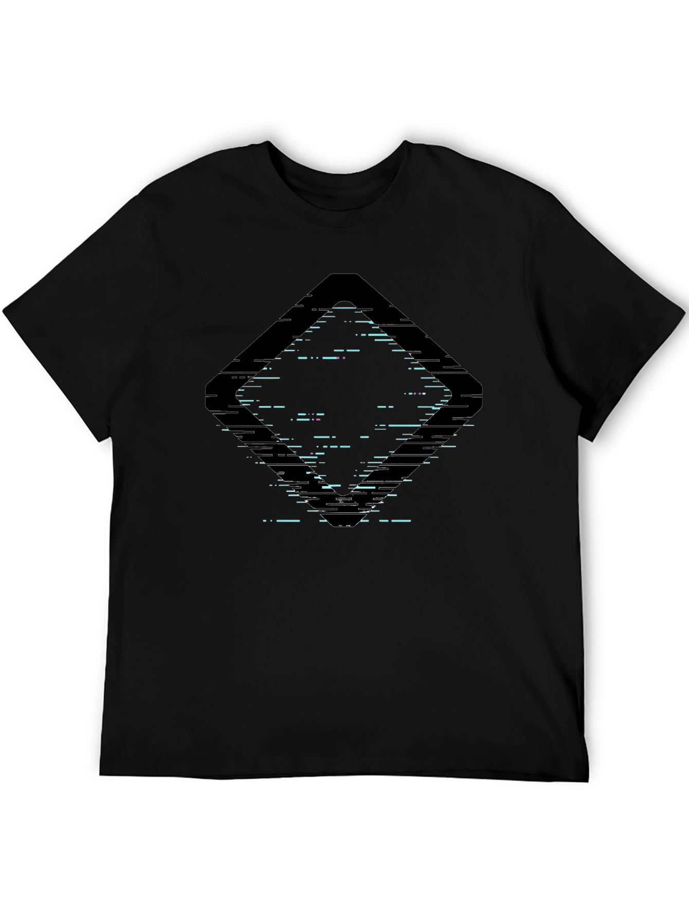 Abstract Glitch Diamond Black Graphic Tee