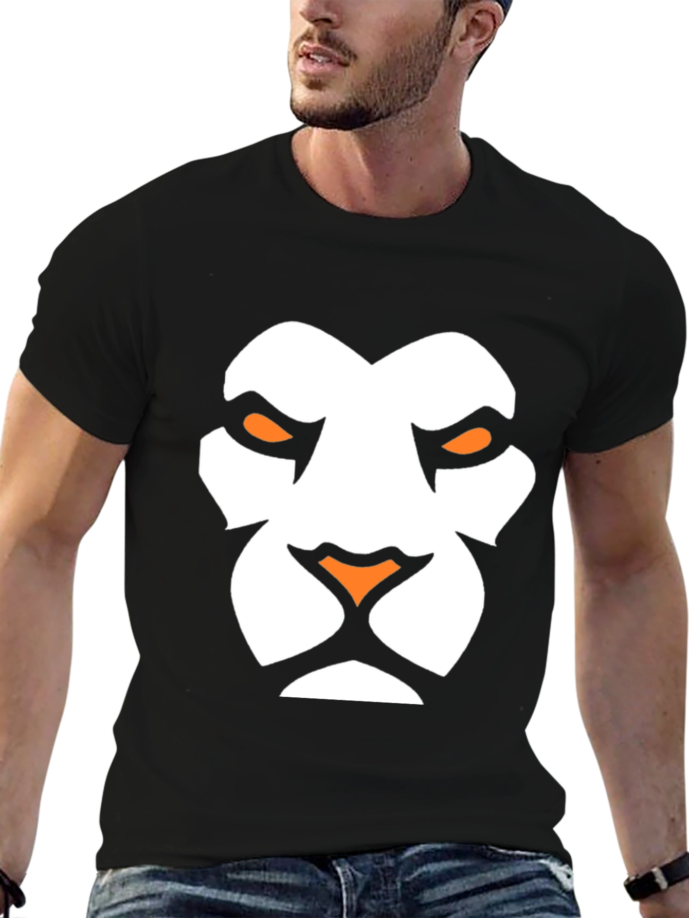 Lion Face Graphic Tee - Black