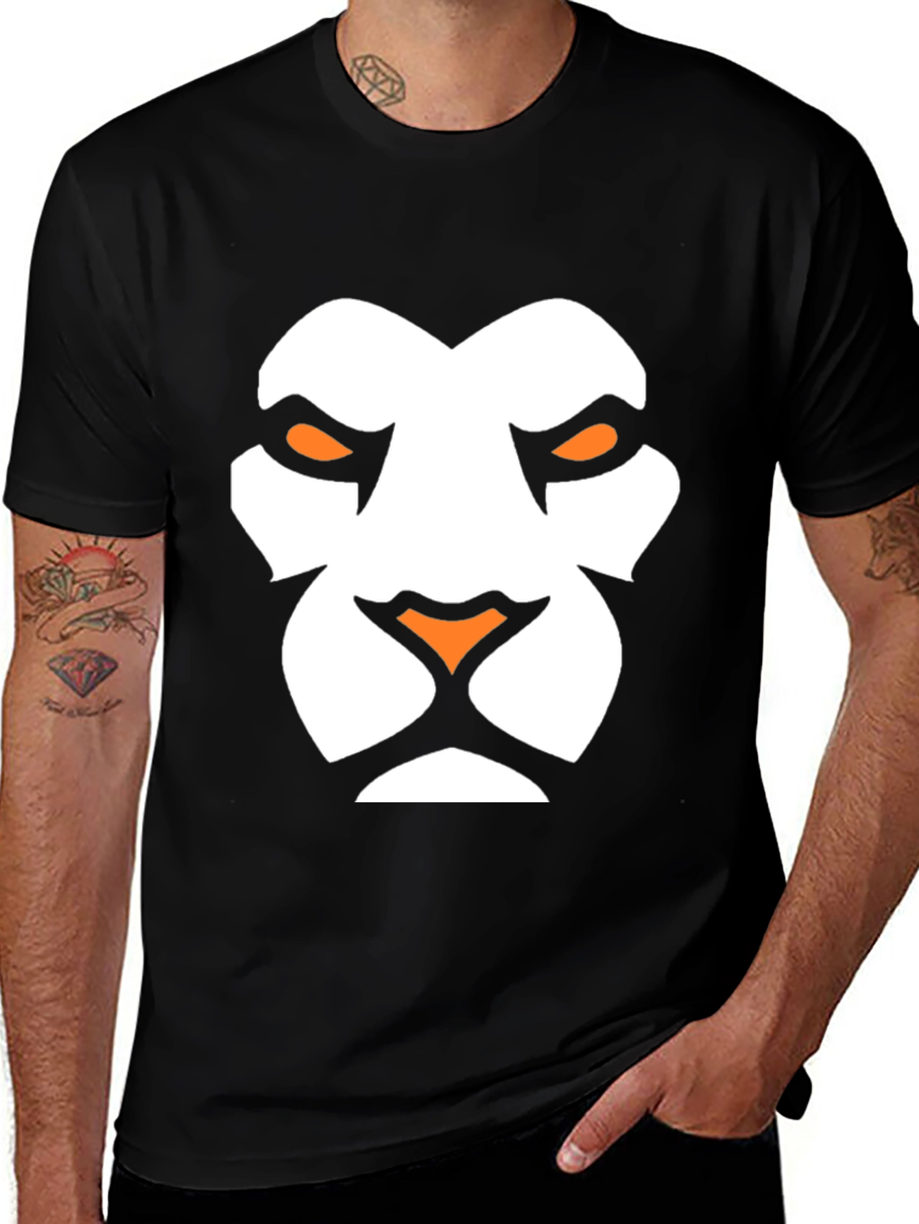 Lion Face Graphic Tee - Black