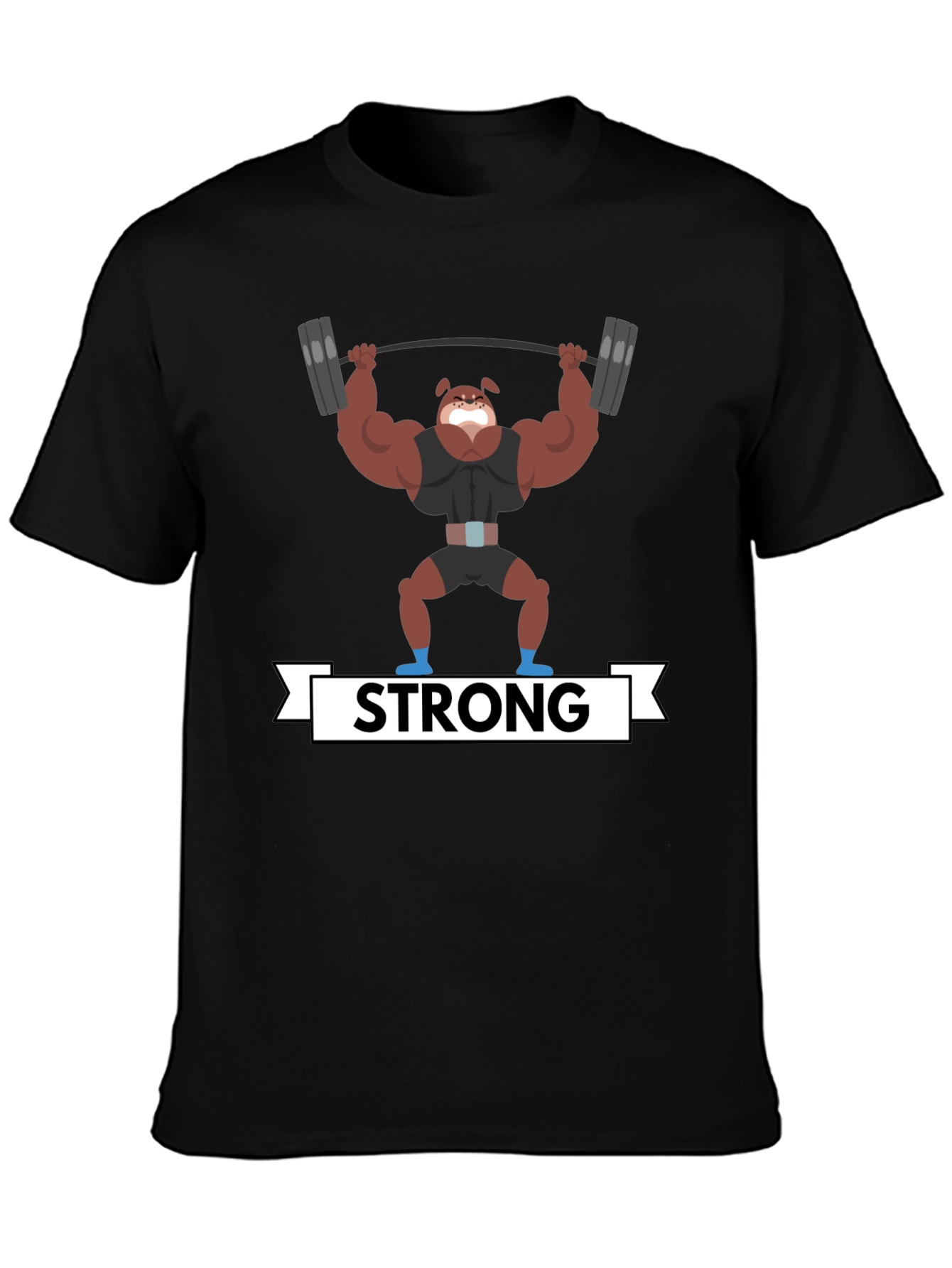 Strong Dog Lifting Weights Graphic T-Shirt