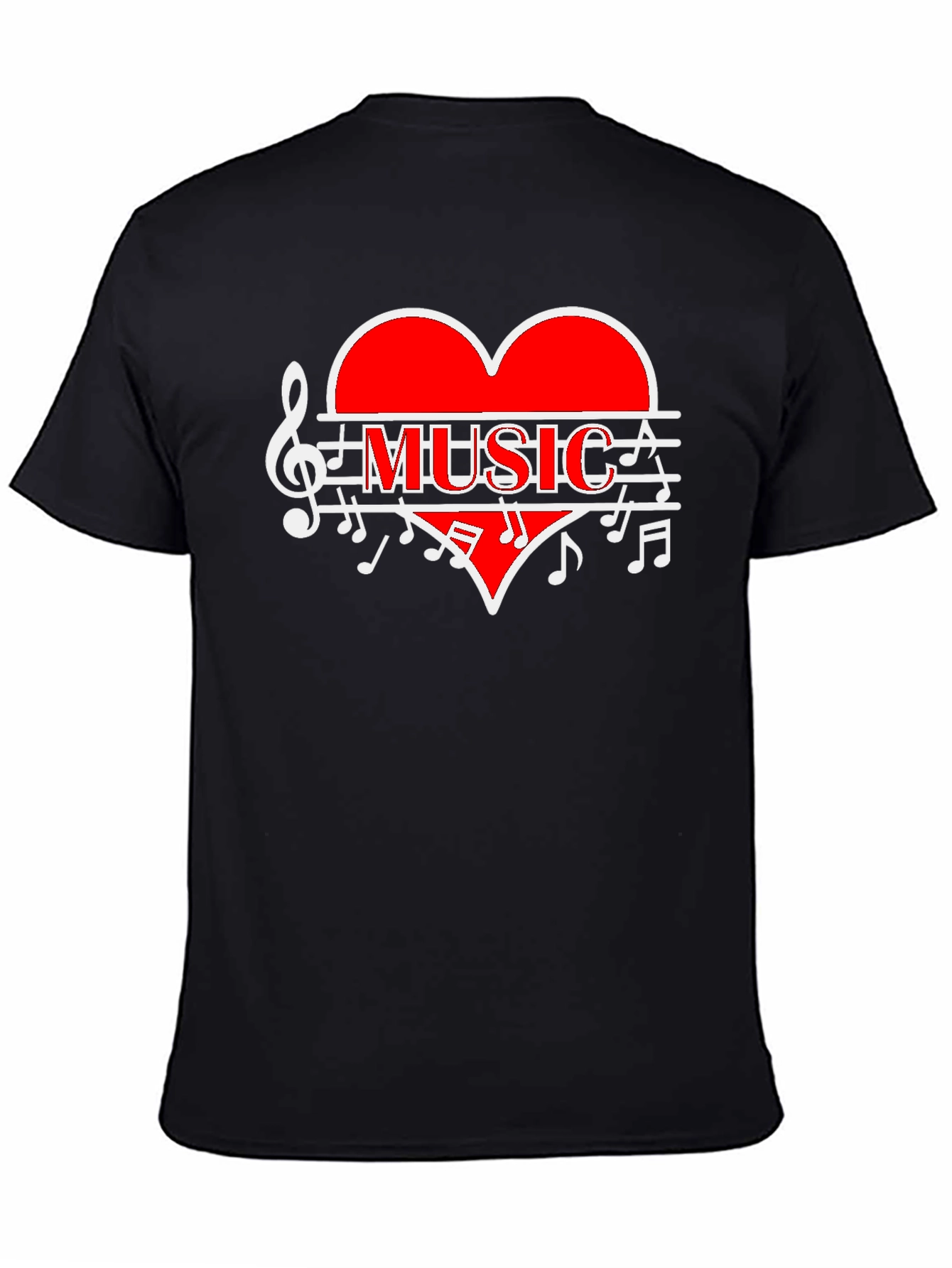 Music Heart Graphic T-Shirt - Stylish Black Tee