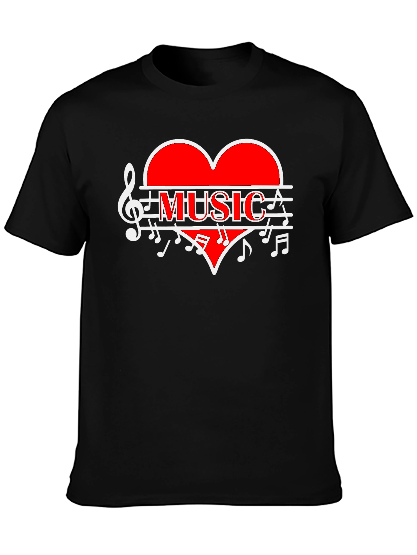 Music Heart Graphic T-Shirt - Stylish Black Tee