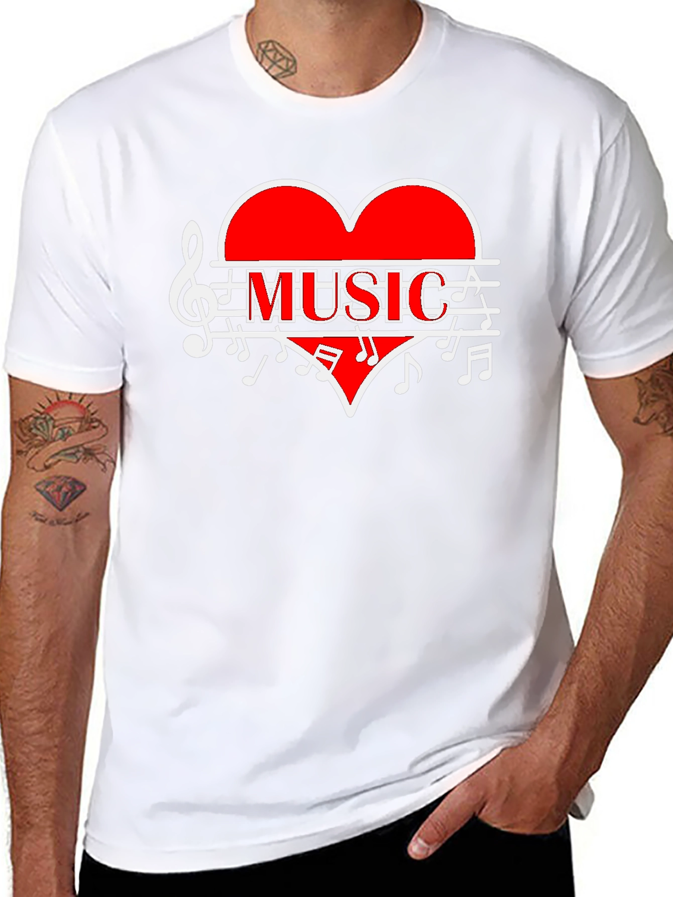 Music Heart Graphic T-Shirt - Stylish Black Tee