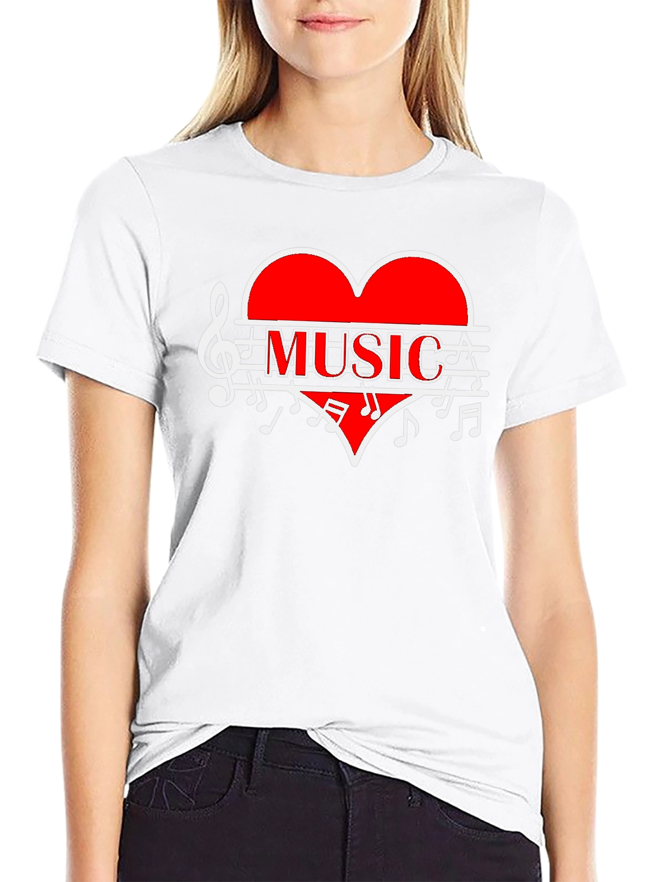 Music Heart Graphic T-Shirt - Stylish Black Tee